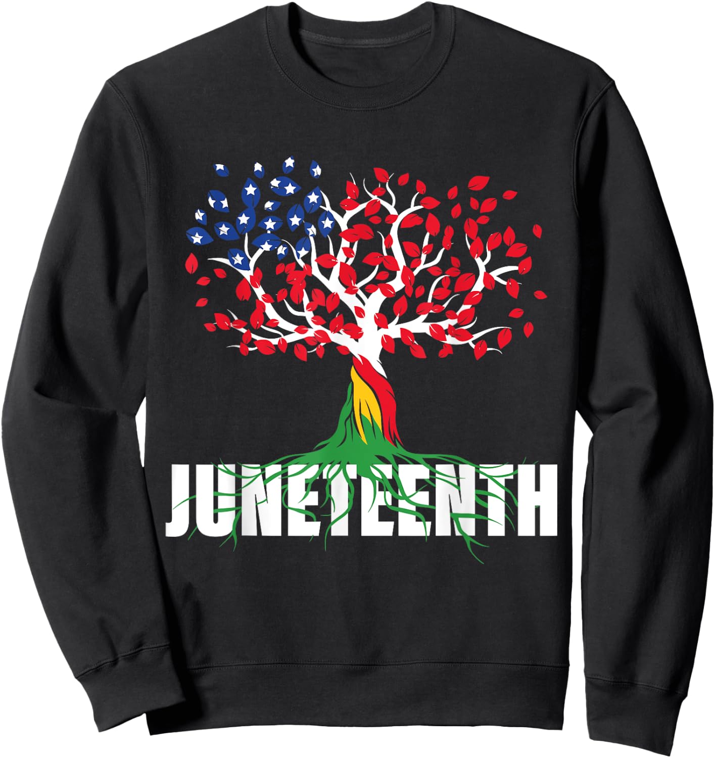 American Grown African Root Tree Juneteenth Black Freedom Sweatshirt - Sweatshirt | Black