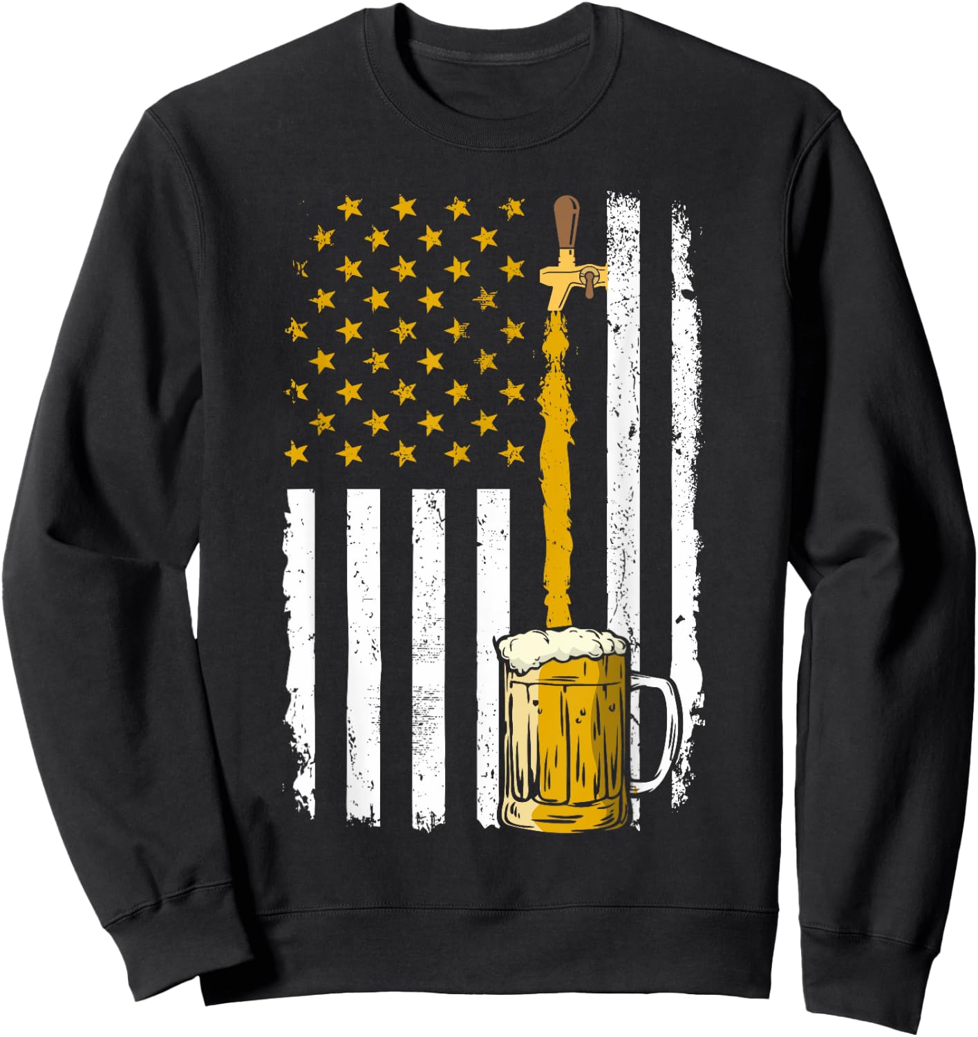 Pouring Beer American Flag Vintage 4th of July Craft Brewery Men Sweatshirt - Sweatshirt | Black