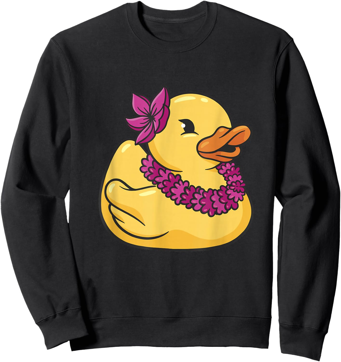 Hawaiian Rubber Ducky Graphic Sweatshirt - Sweatshirt | Black