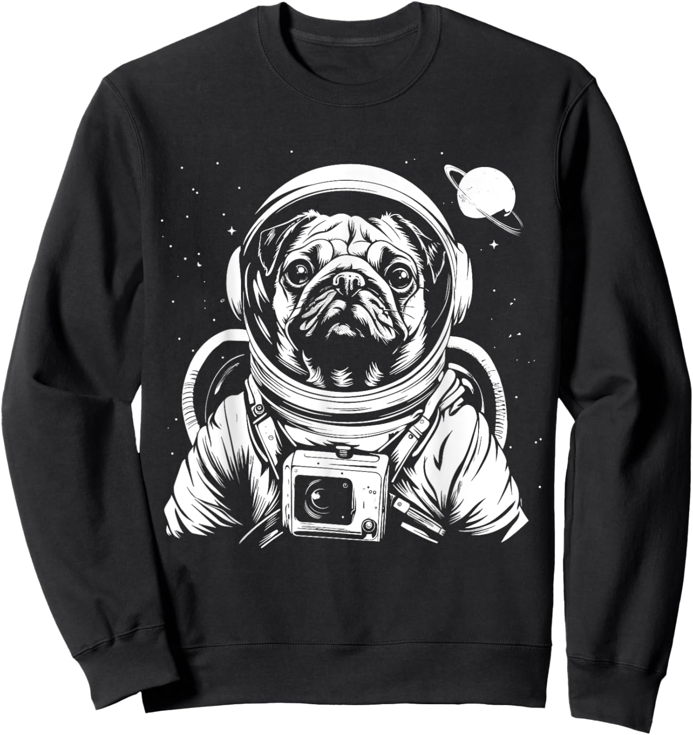 Pug Astronaut Funny Cute Dog Space Suit Men Women Girls Kids Sweatshirt - Sweatshirt | Black