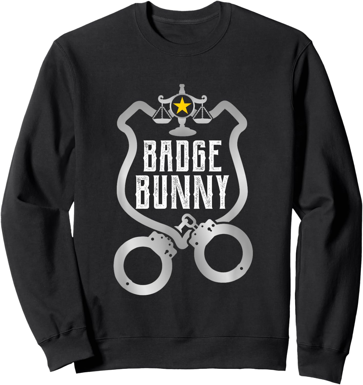 Funny Badge Police Hand Cuffs Bunny Law Enforcement Sweatshirt - Sweatshirt | Black