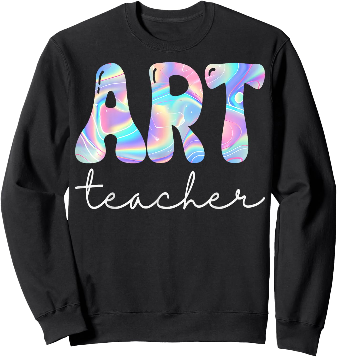 Art Teacher Groovy Back to School Cute Teachers Women Girl Sweatshirt - Sweatshirt | Black