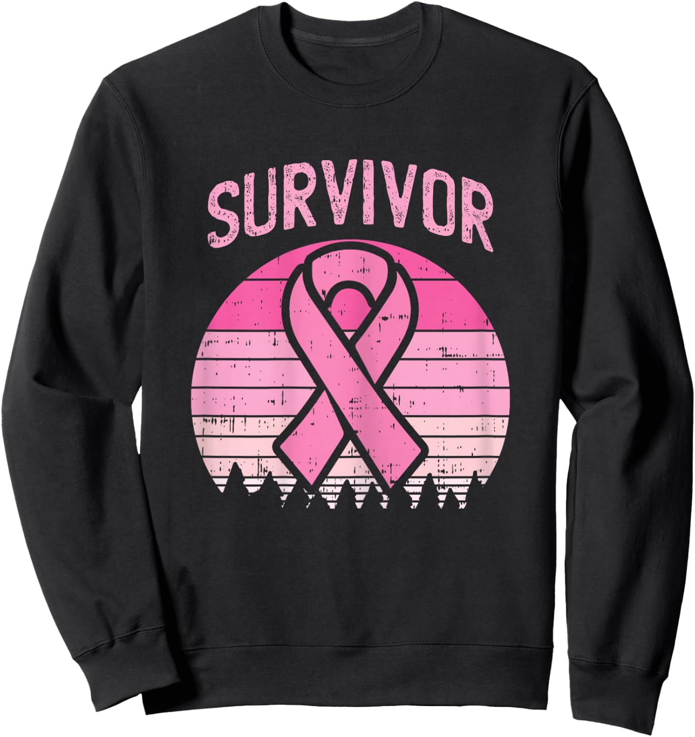 Survivor Retro Breast Cancer Pink Ribbon Awareness Women Sweatshirt - Sweatshirt | Black
