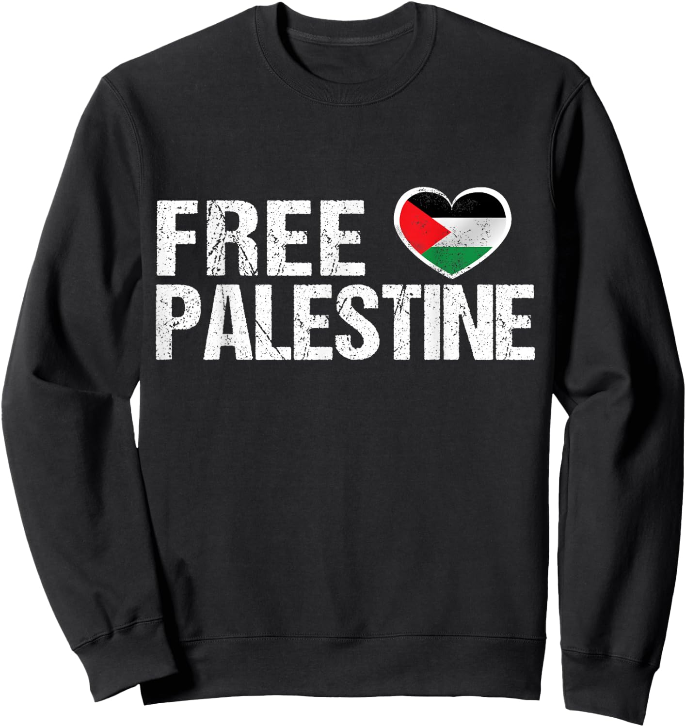 Palestine Flag Heart Free Palestine Sweatshirt - Sweatshirt | Black