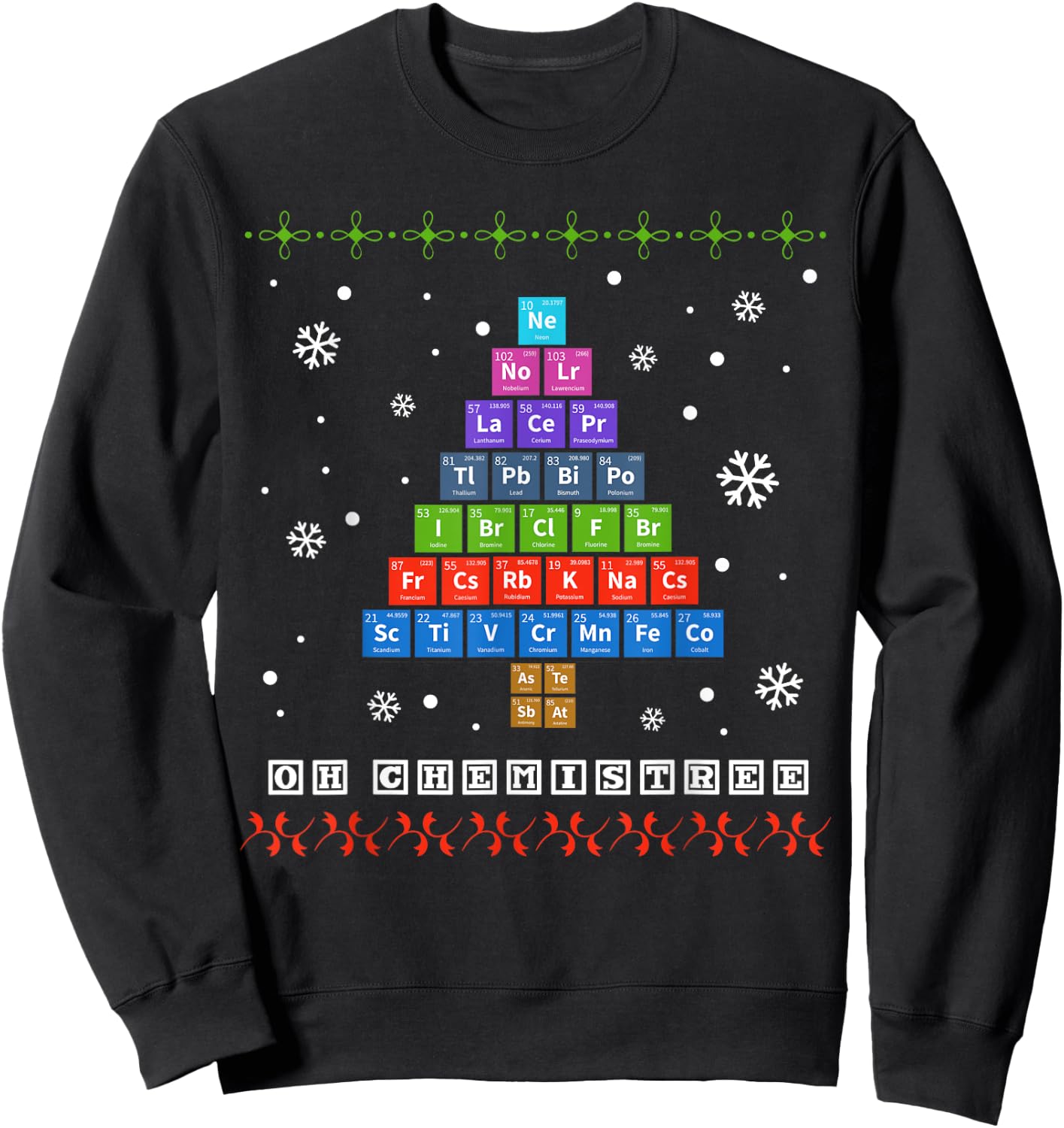 Oh Chemistree Periodic Table Shirt Science Christmas Costume Sweatshirt - Sweatshirt | Black
