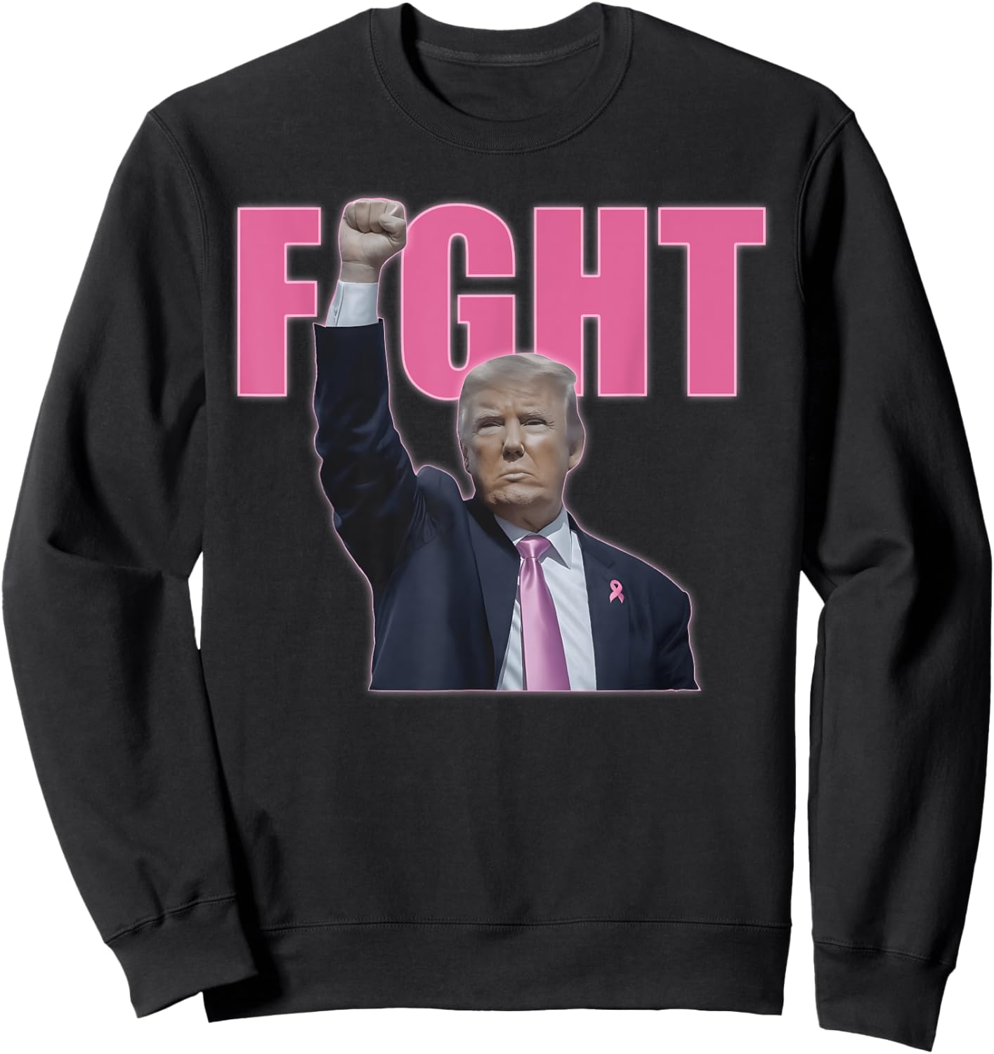 Fight Breast Survivor Trump Breast Cancer Awareness Sweatshirt - Sweatshirt | Black