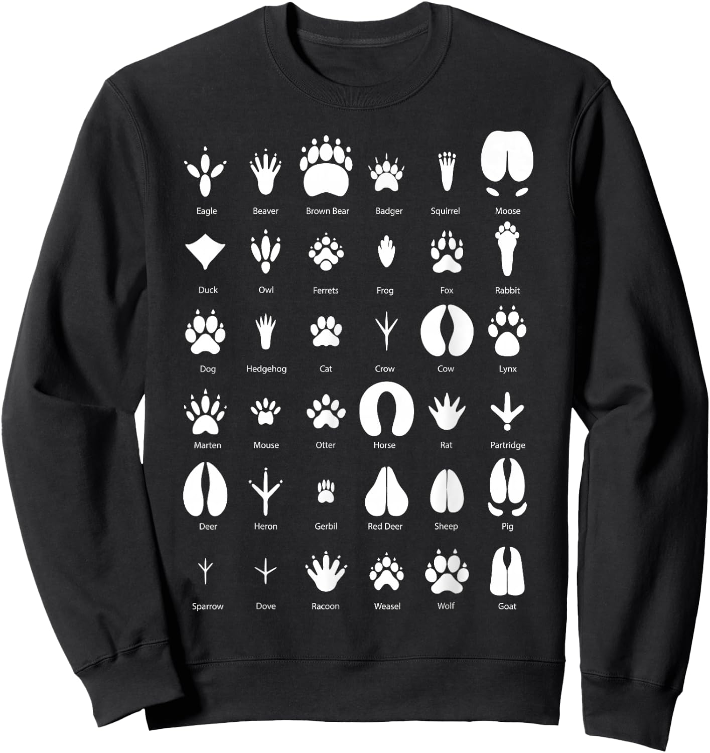 Animals of the Forest Footprint Collection Gift Sweatshirt - Sweatshirt | Black