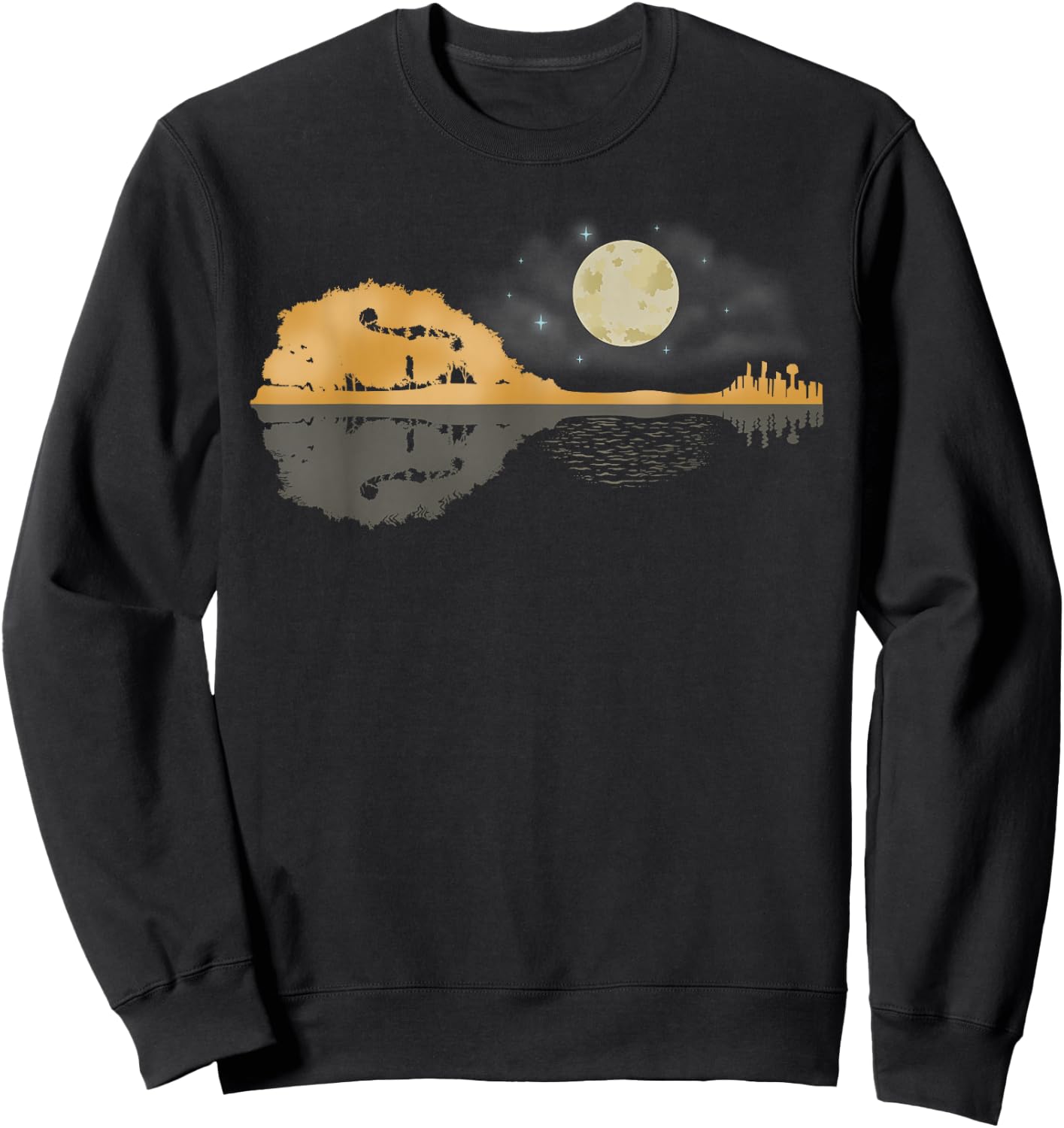Mandolin Shirt Men Country Music Moon Bluegrass Sweatshirt - Sweatshirt | Black