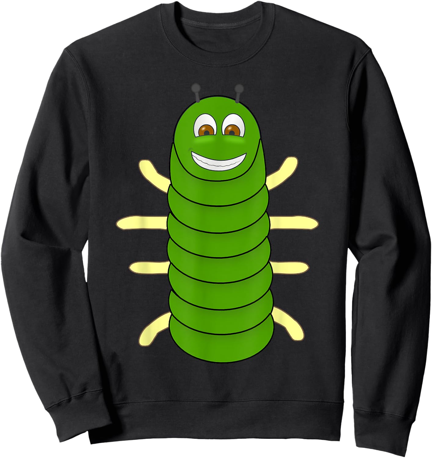 Green Caterpillar Character Cute Animal Halloween Costume Sweatshirt - Sweatshirt | Black
