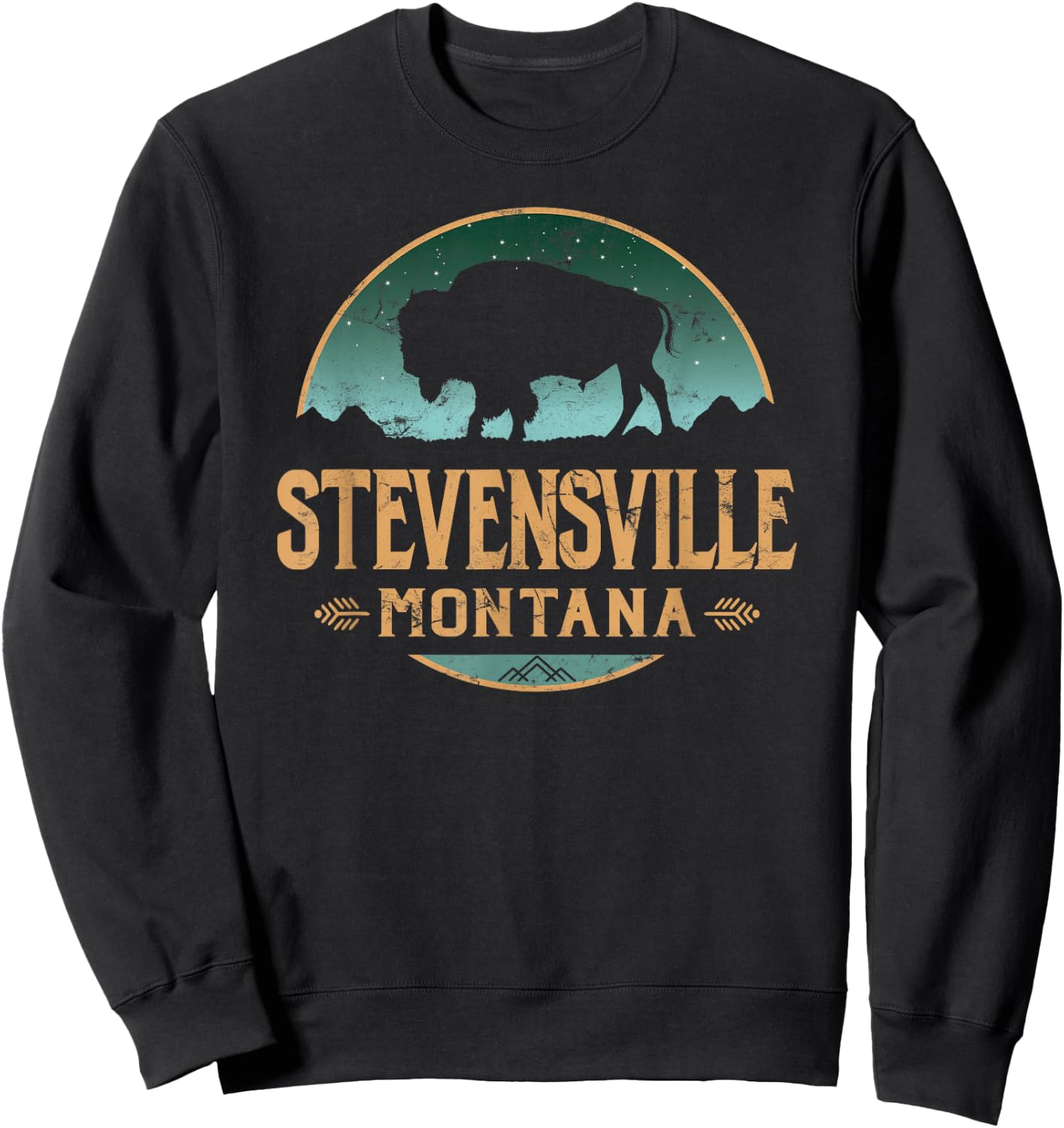 Stevensville Montana MT Buffalo Bison Sweatshirt - Sweatshirt | Black