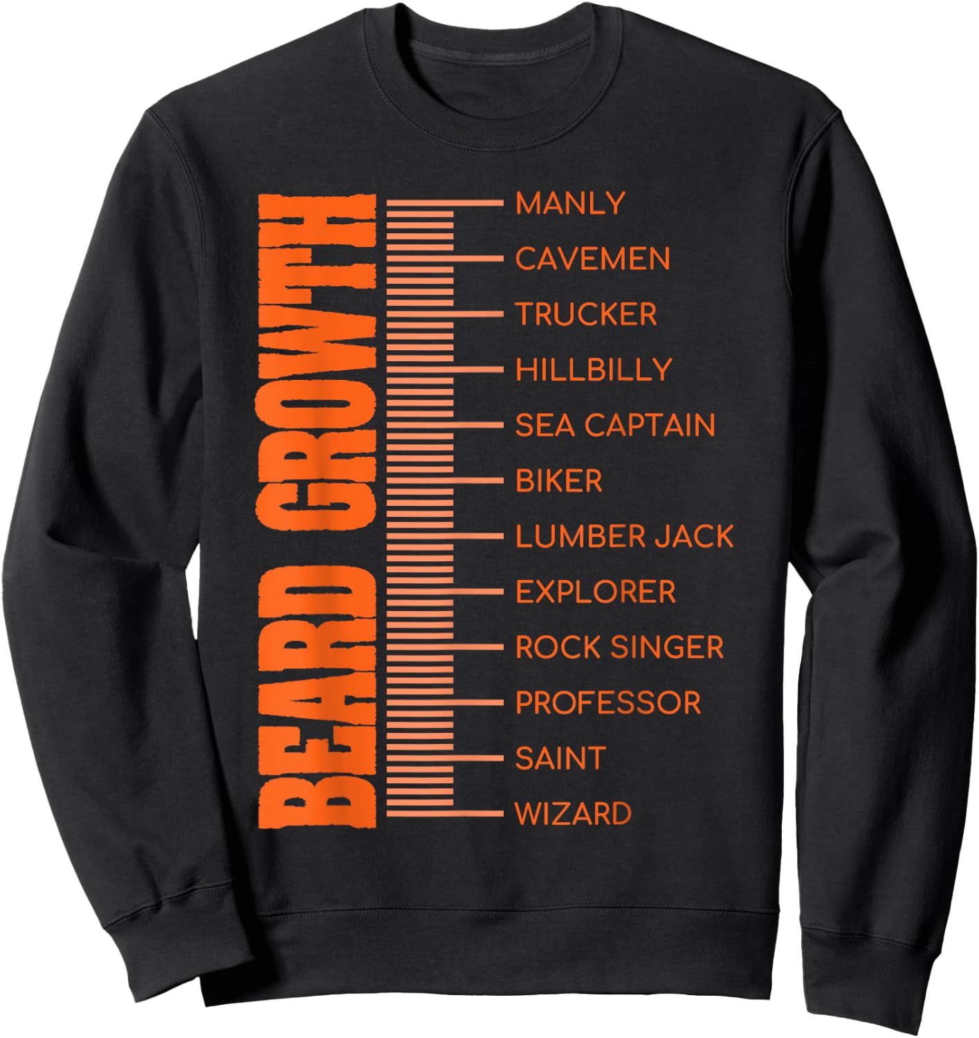 Beard Growth Size Chart Men's Facial Hair Funny Beard Sweatshirt - Sweatshirt | Black