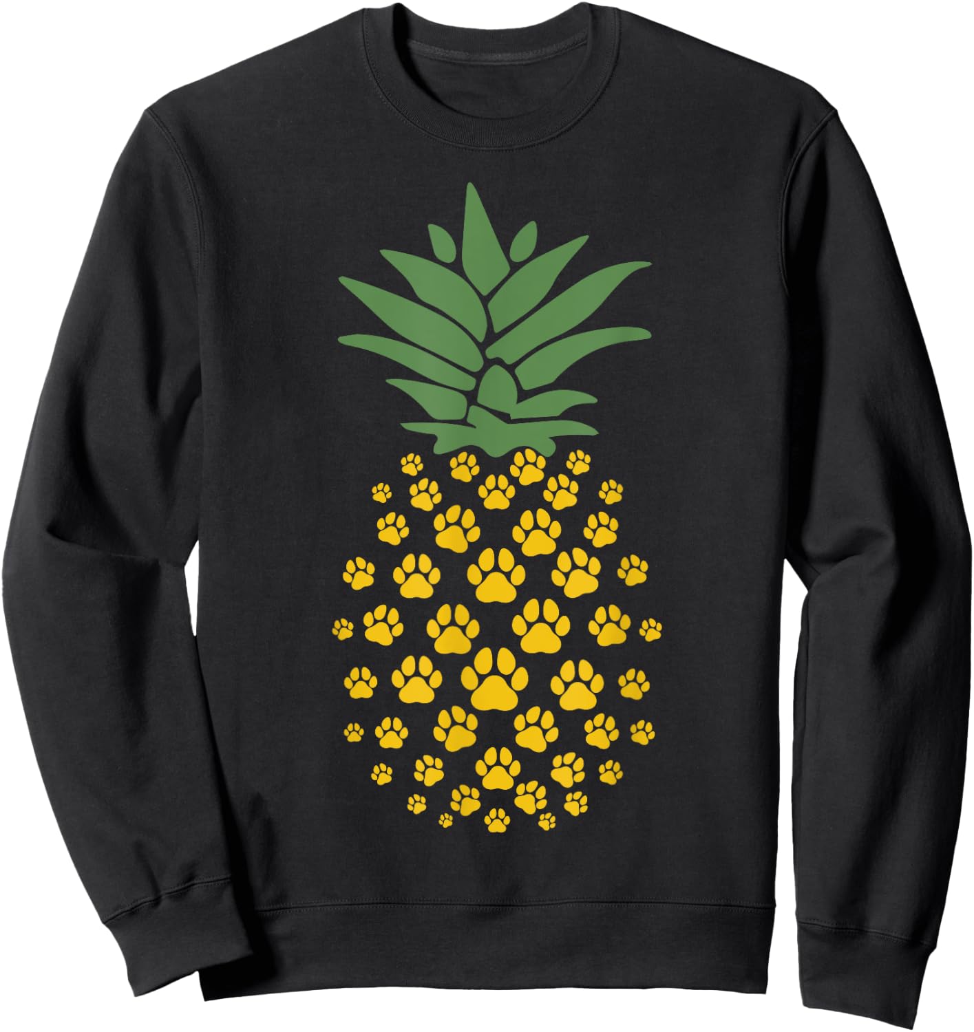 Hawaiian Island Pineapple Dog Paw Print, Dog Lovers Gift Sweatshirt - Sweatshirt | Black