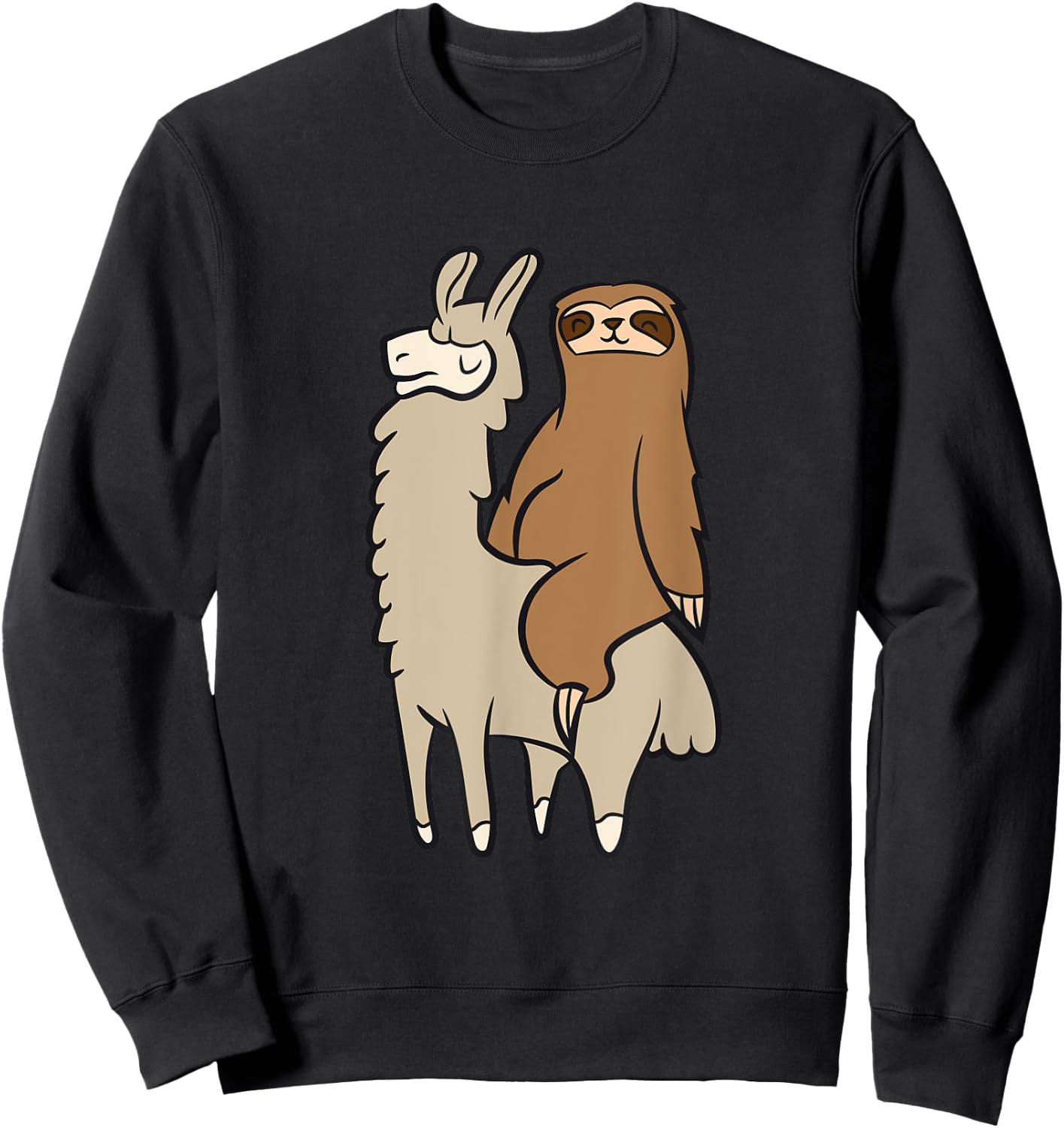 Cute Sloth Riding On Llama Love Llama and Sloths Sweatshirt - Sweatshirt | Black