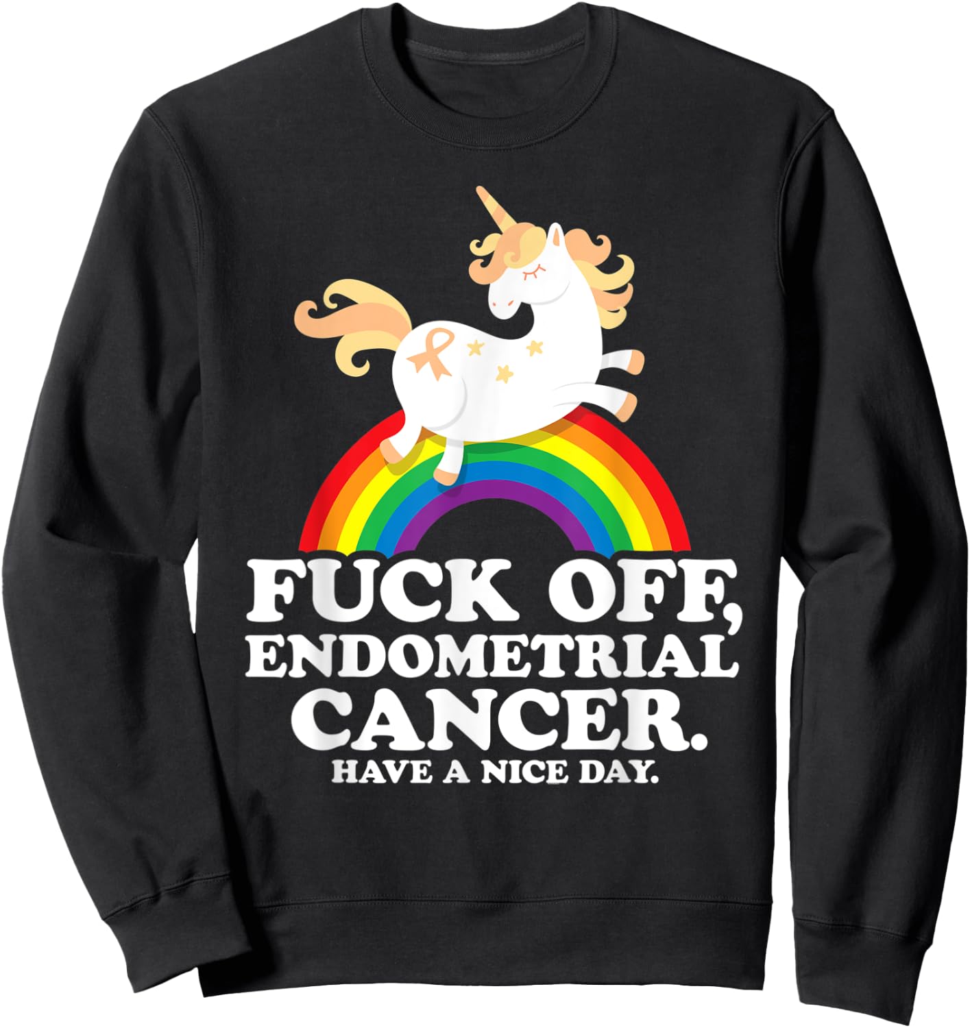 Endometrial Cancer Survivor Shirt | Fuck Endometrial Cancer Sweatshirt - Sweatshirt | Black