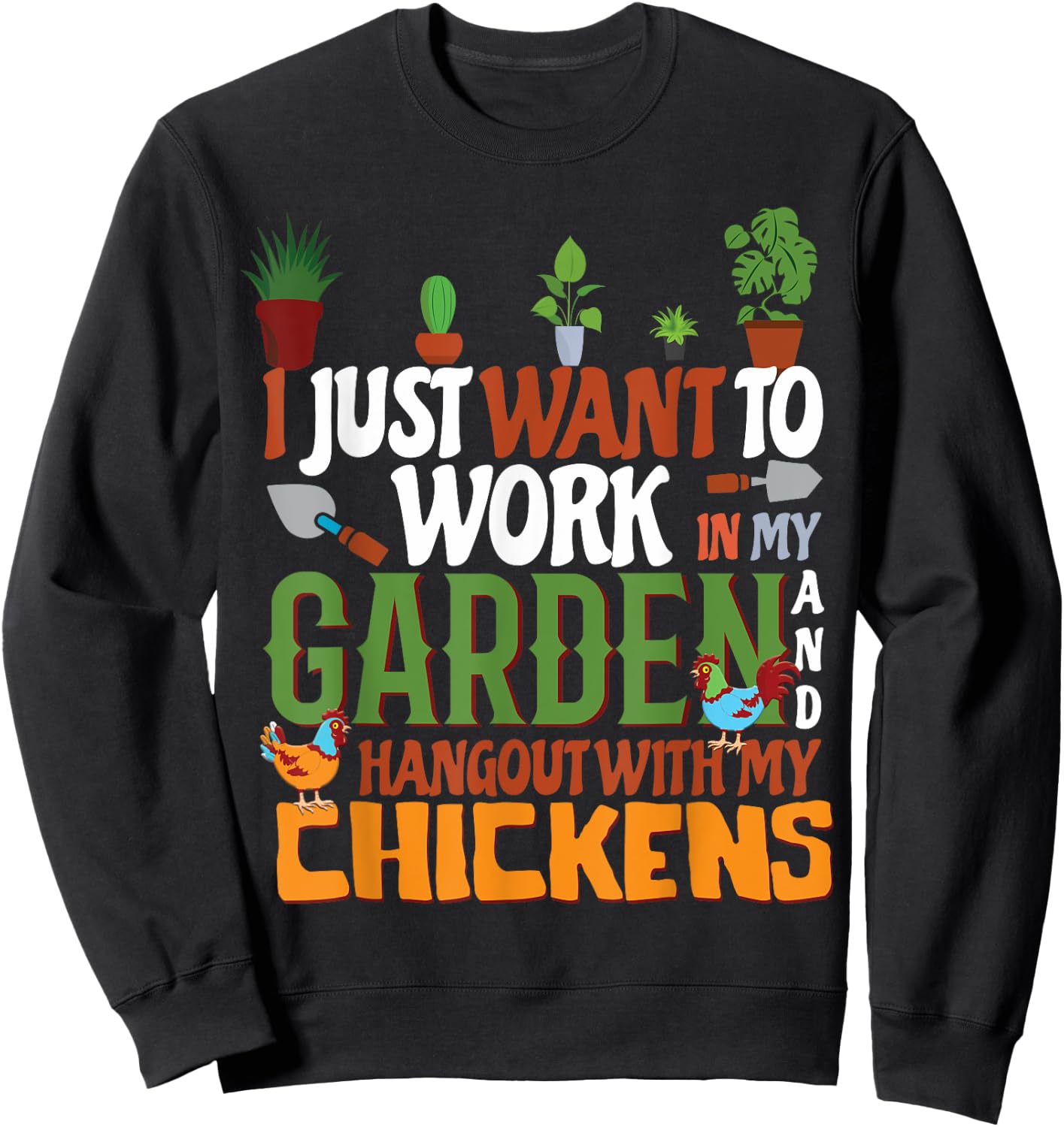 Garden And Chickens Sweatshirt - Sweatshirt | Black