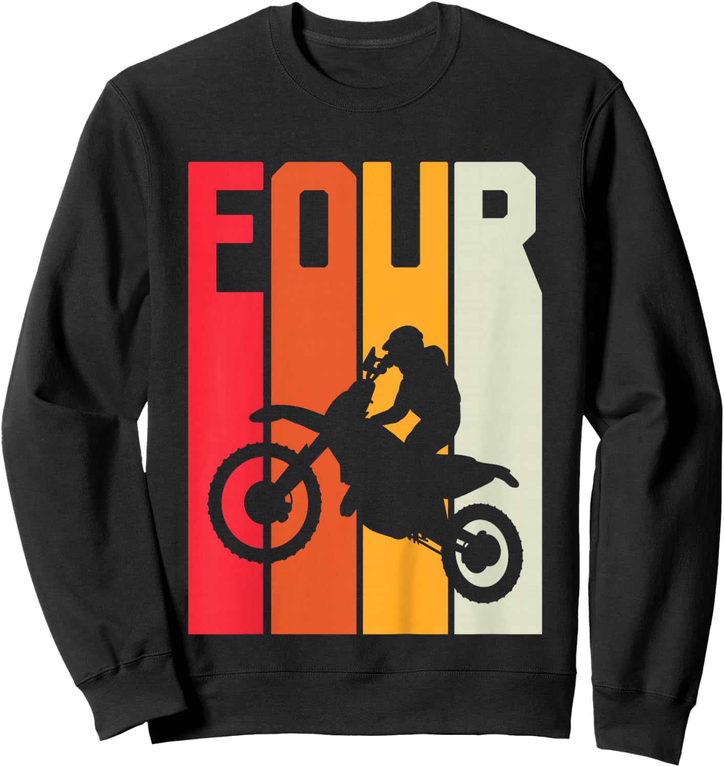 4th Birthday Retro Motocross 4 Years Boys Girl Dirt Bike Sweatshirt - Sweatshirt | Black