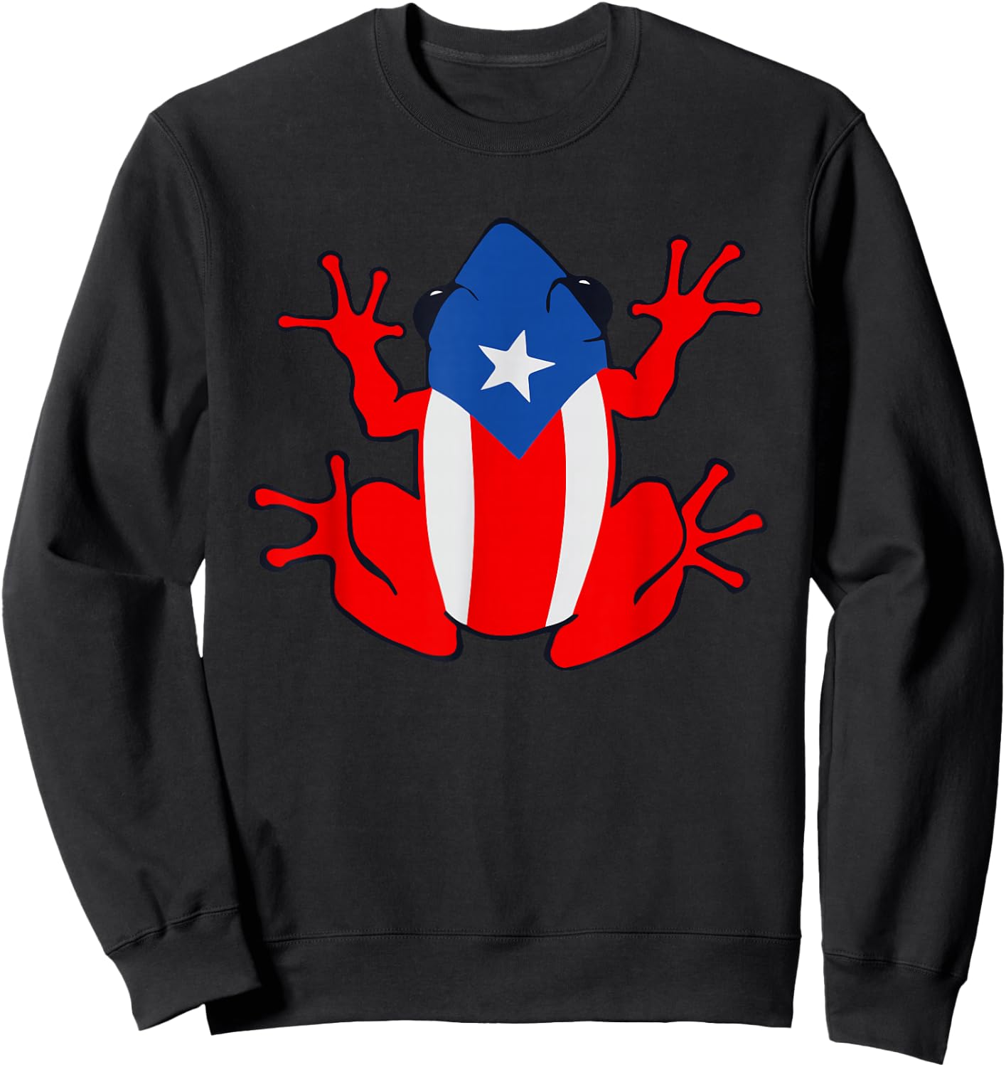Patriotic Puerto Rico Flag Frog Puero Rican Culture Roots Sweatshirt - Sweatshirt | Black