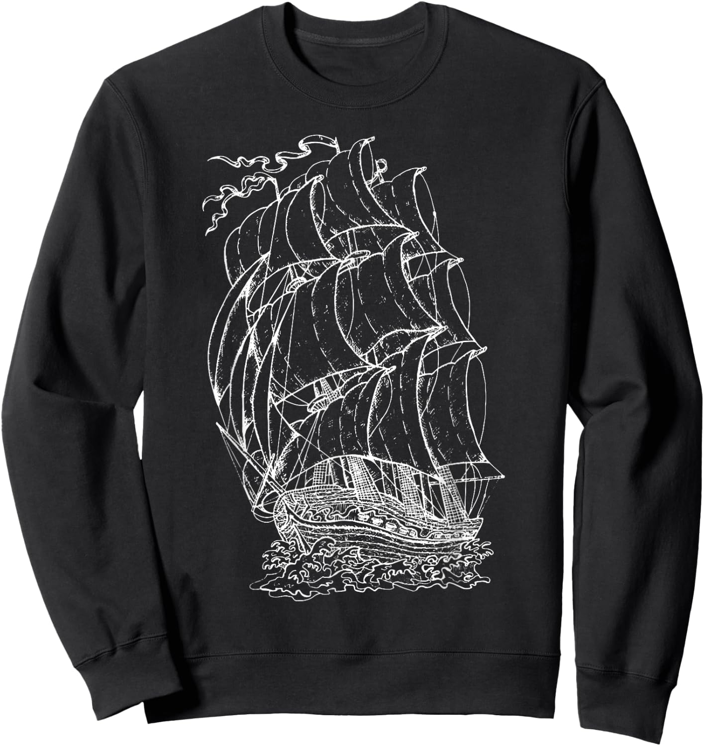 Pirate Ship Vintage Retro Nautical Sailing Boat Captain Sweatshirt - Sweatshirt | Black