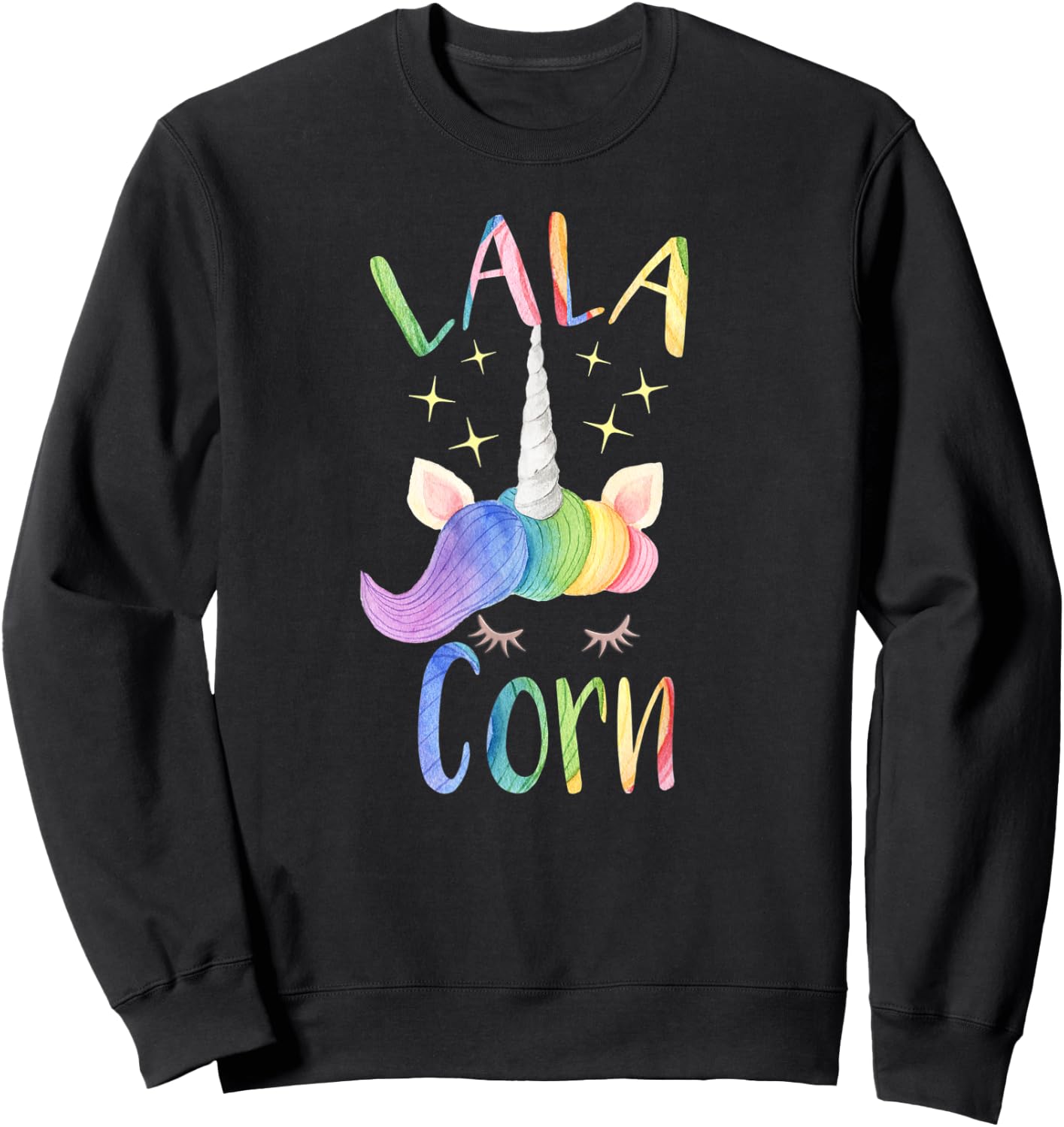 Lala Corn Funny Lala Grandma Unicorn Lover Sweatshirt - Sweatshirt | Black