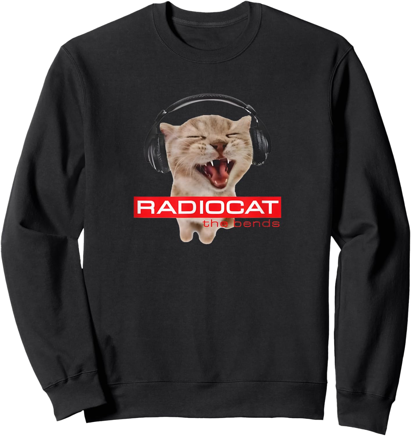 Kitten Headphones Cat Tech House Music Funny Cat Lover Women Sweatshirt - Sweatshirt | Black