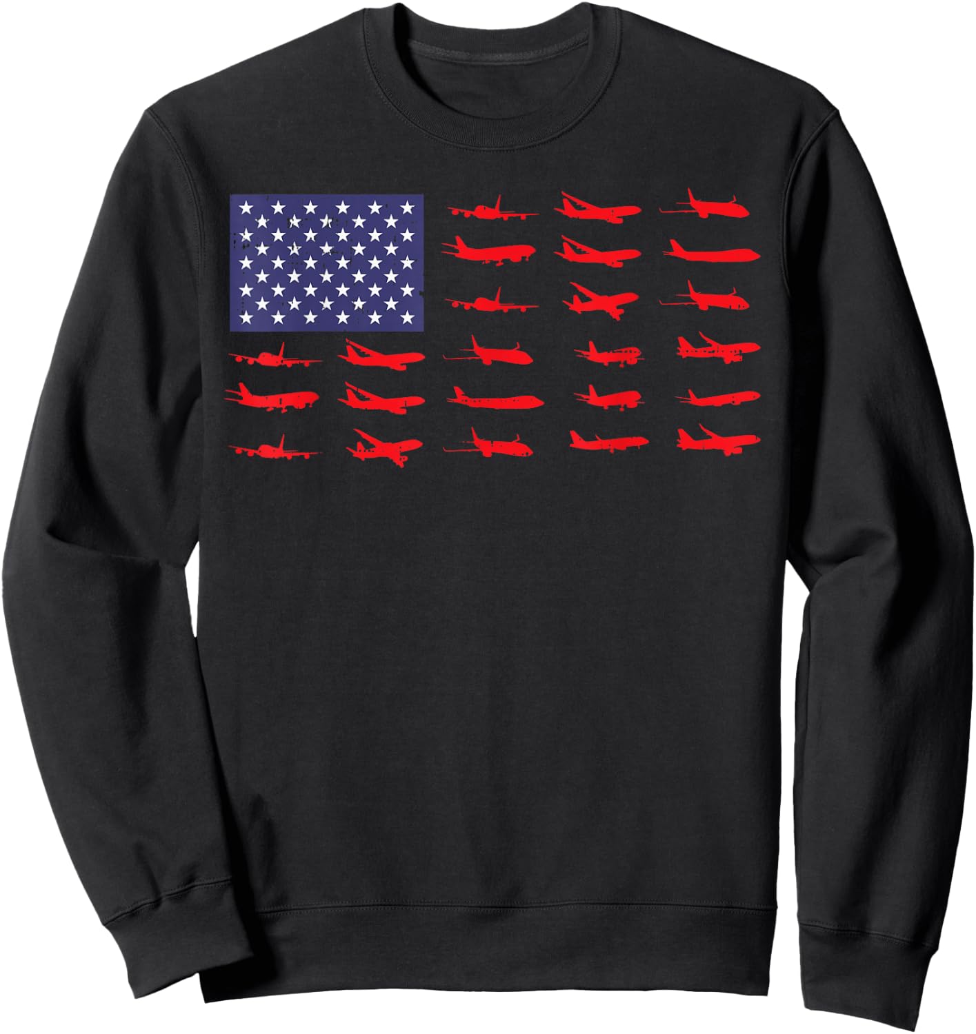 US Flag Airplanes Patriotic Aviation American Pilot Gift Sweatshirt - Sweatshirt | Black