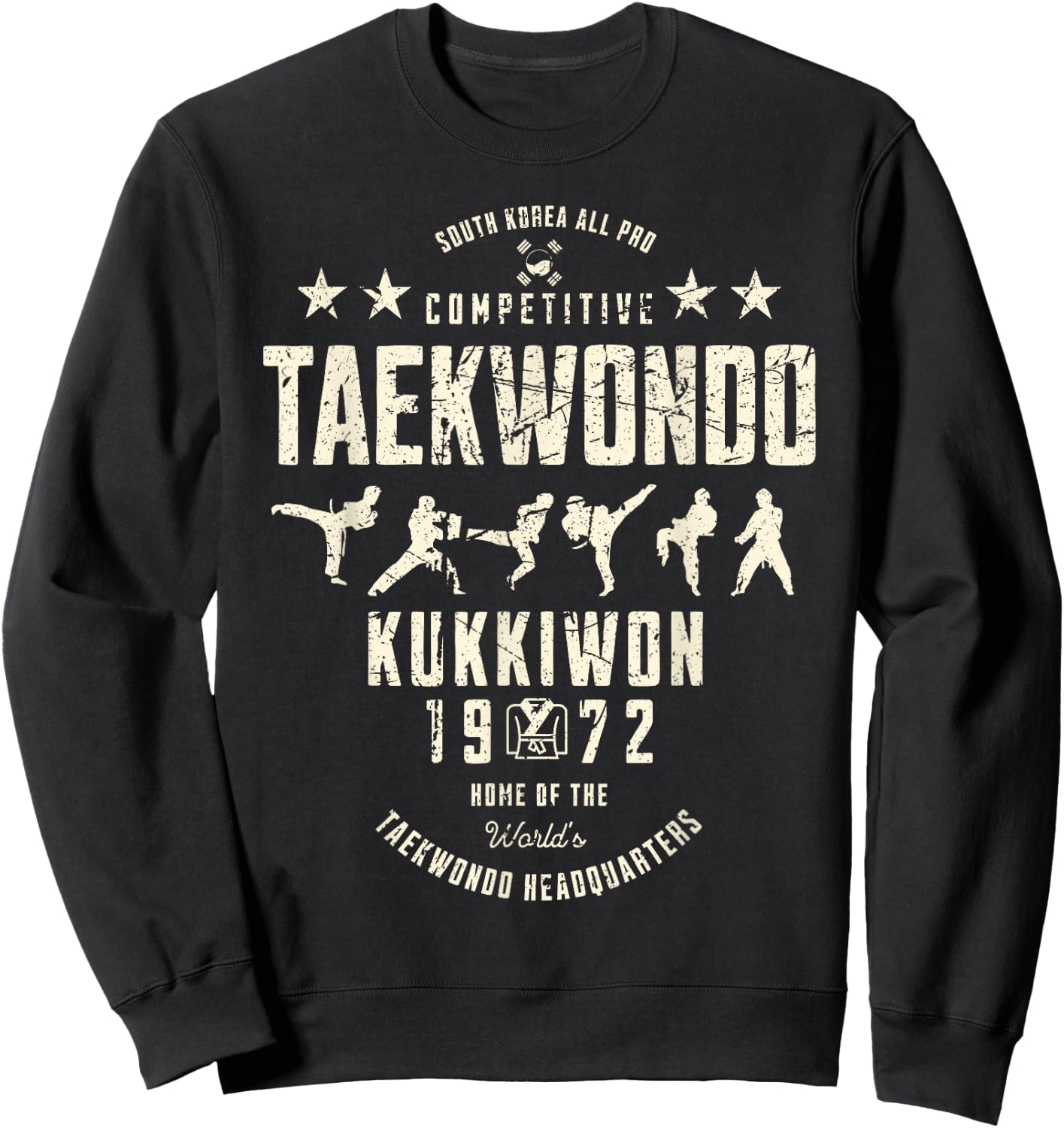 South Korea Competitive Taekwondo Kukkiwon 1972 Vintage Sweatshirt - Sweatshirt | Black