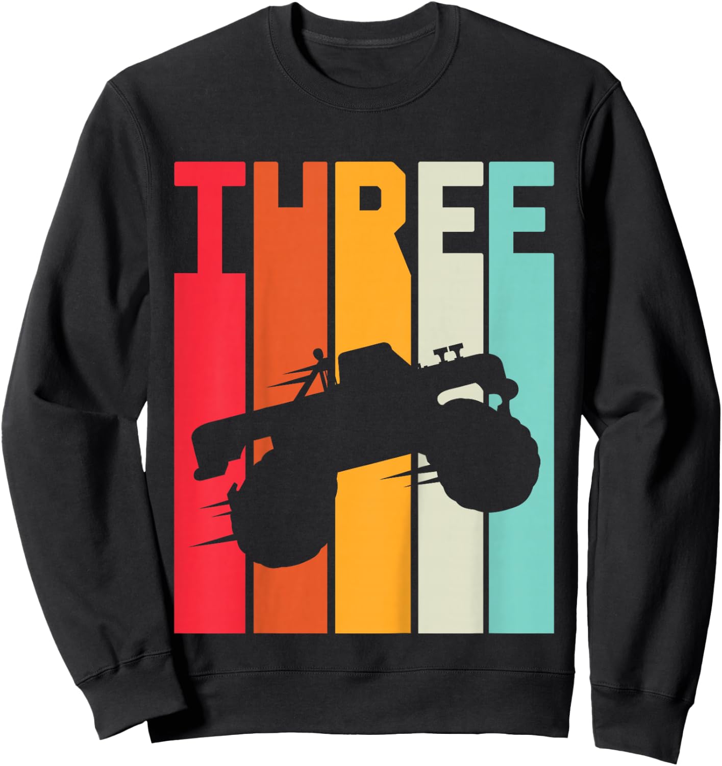 3rd Birthday Retro Monster Truck 3 Years Boys Girl Kids Sweatshirt - Sweatshirt | Black