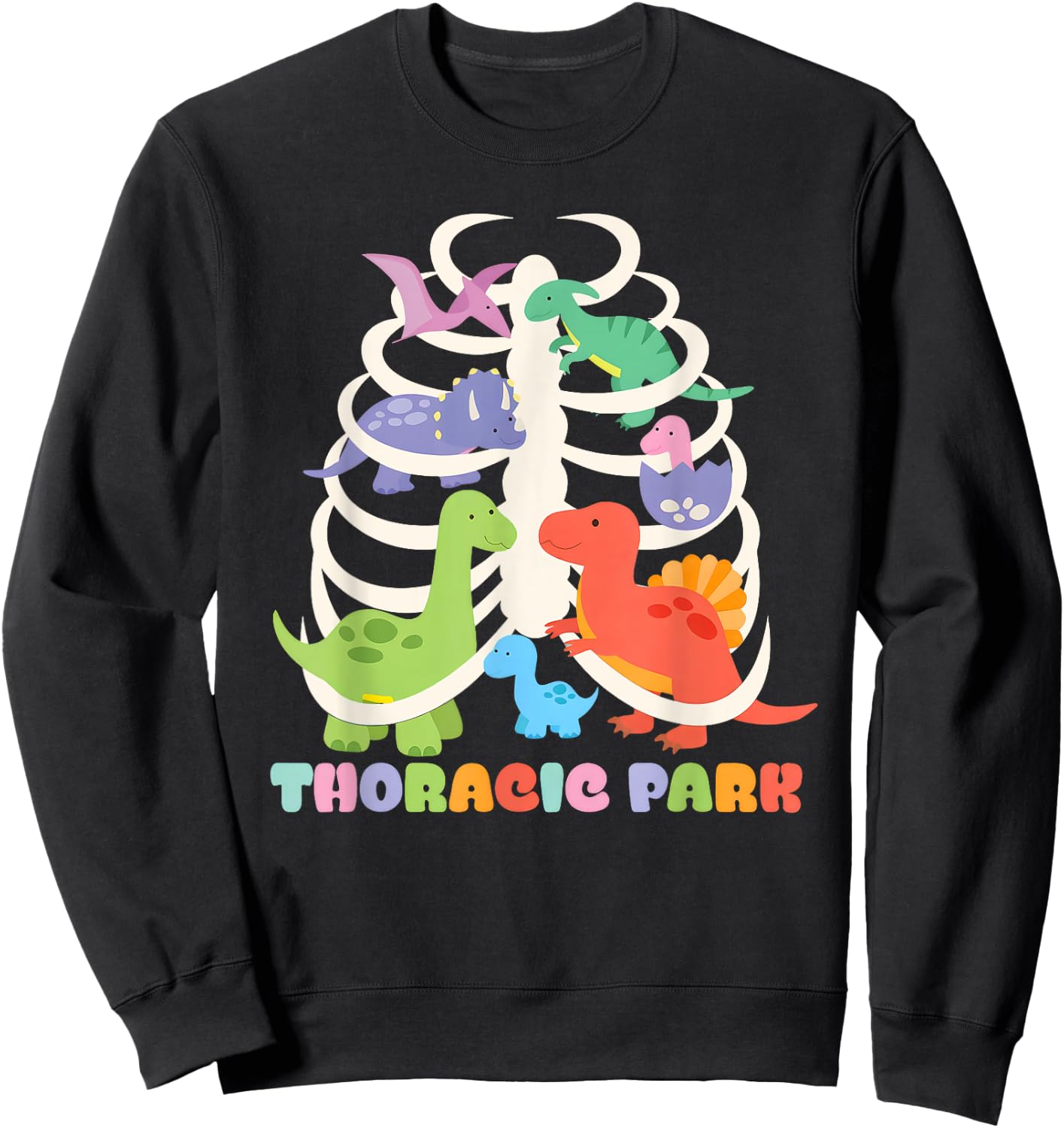 Funny Thoracic Park Dinosaur Nurse Squad Nursing Students Sweatshirt - Sweatshirt | Black