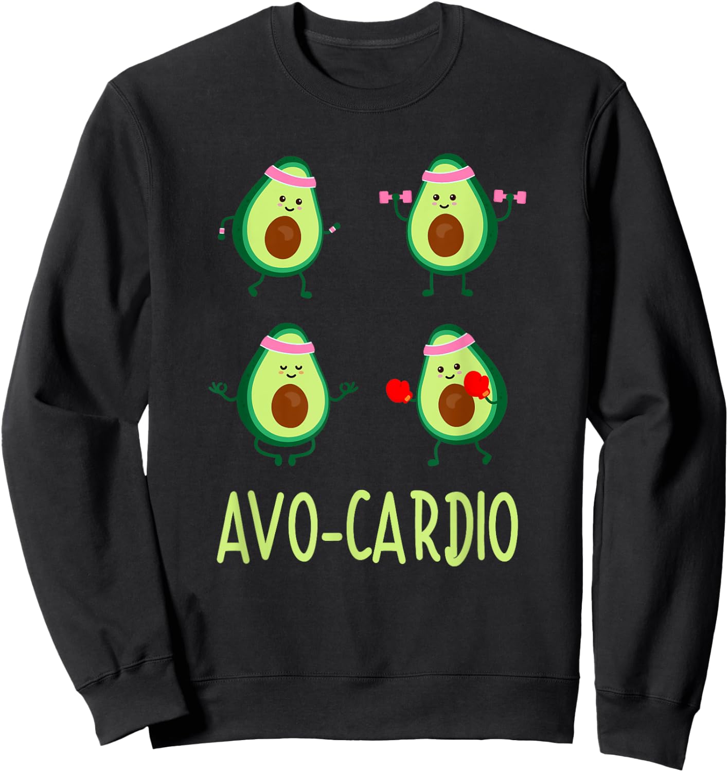Avo-Cardio Avocardio Time Fitness Avocado Vegan Sport Sweatshirt - Sweatshirt | Black