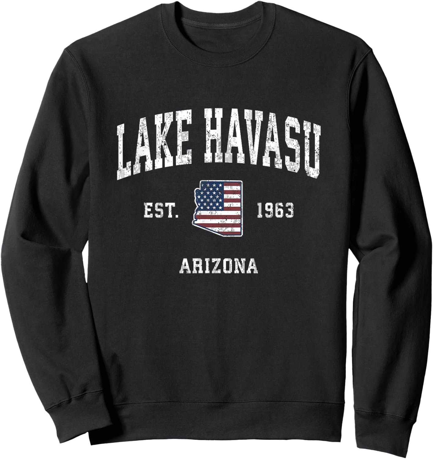 Lake Havasu Arizona AZ Vintage American Flag Sports Design Sweatshirt - Sweatshirt | Black