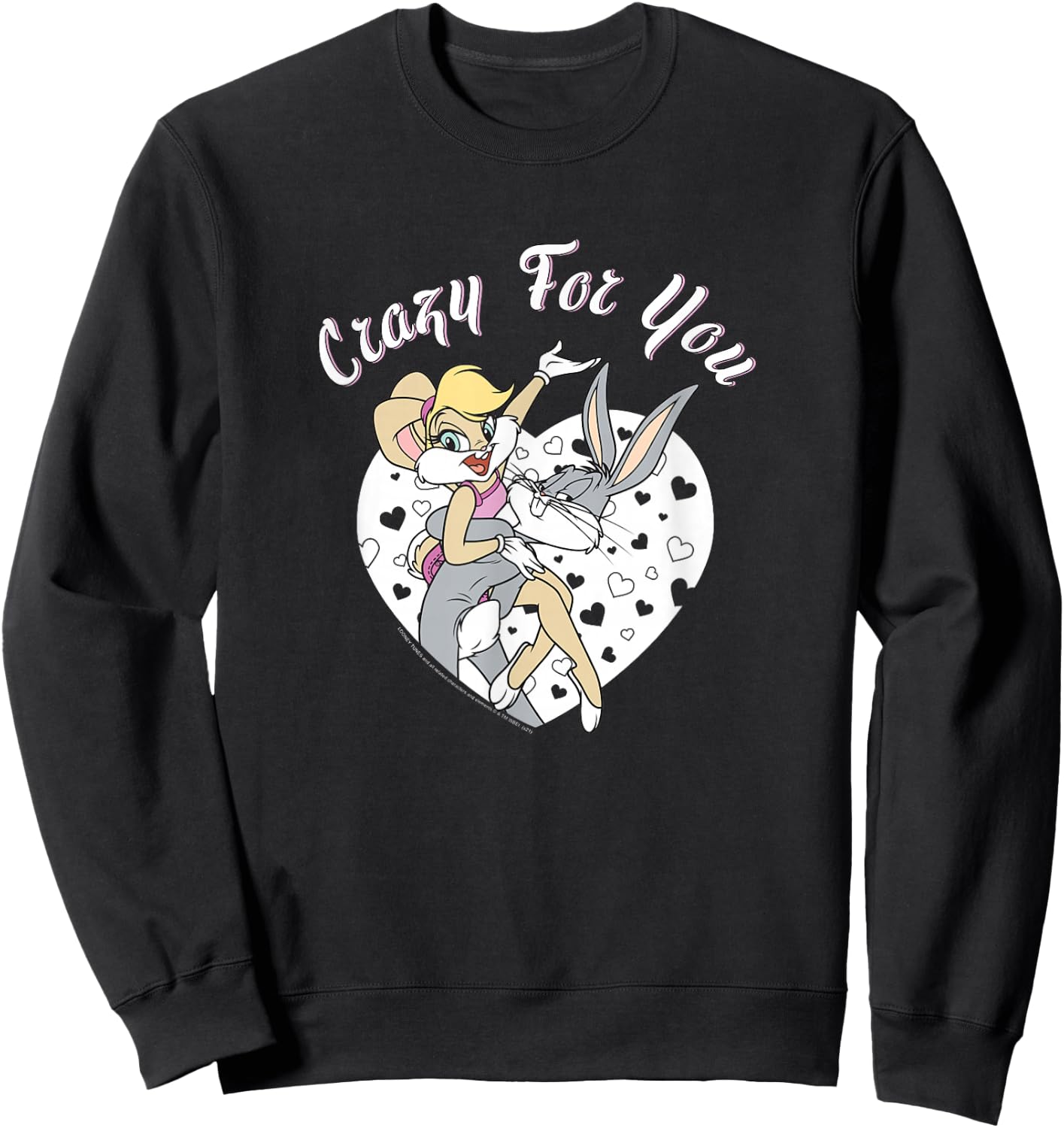 Looney Tunes Bugs And Lola Crazy For You Heart Portrait Sweatshirt - Sweatshirt | Black