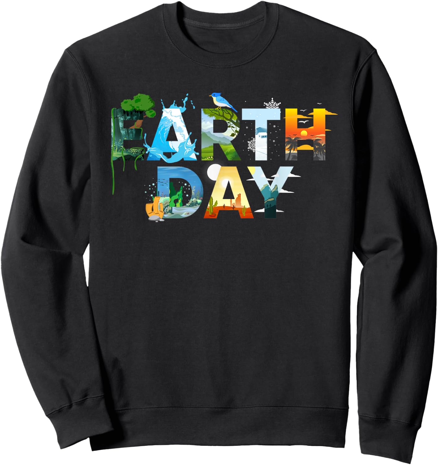 Earth Day Environmental Protection Save Tree & Animals Sweatshirt - Sweatshirt | Black