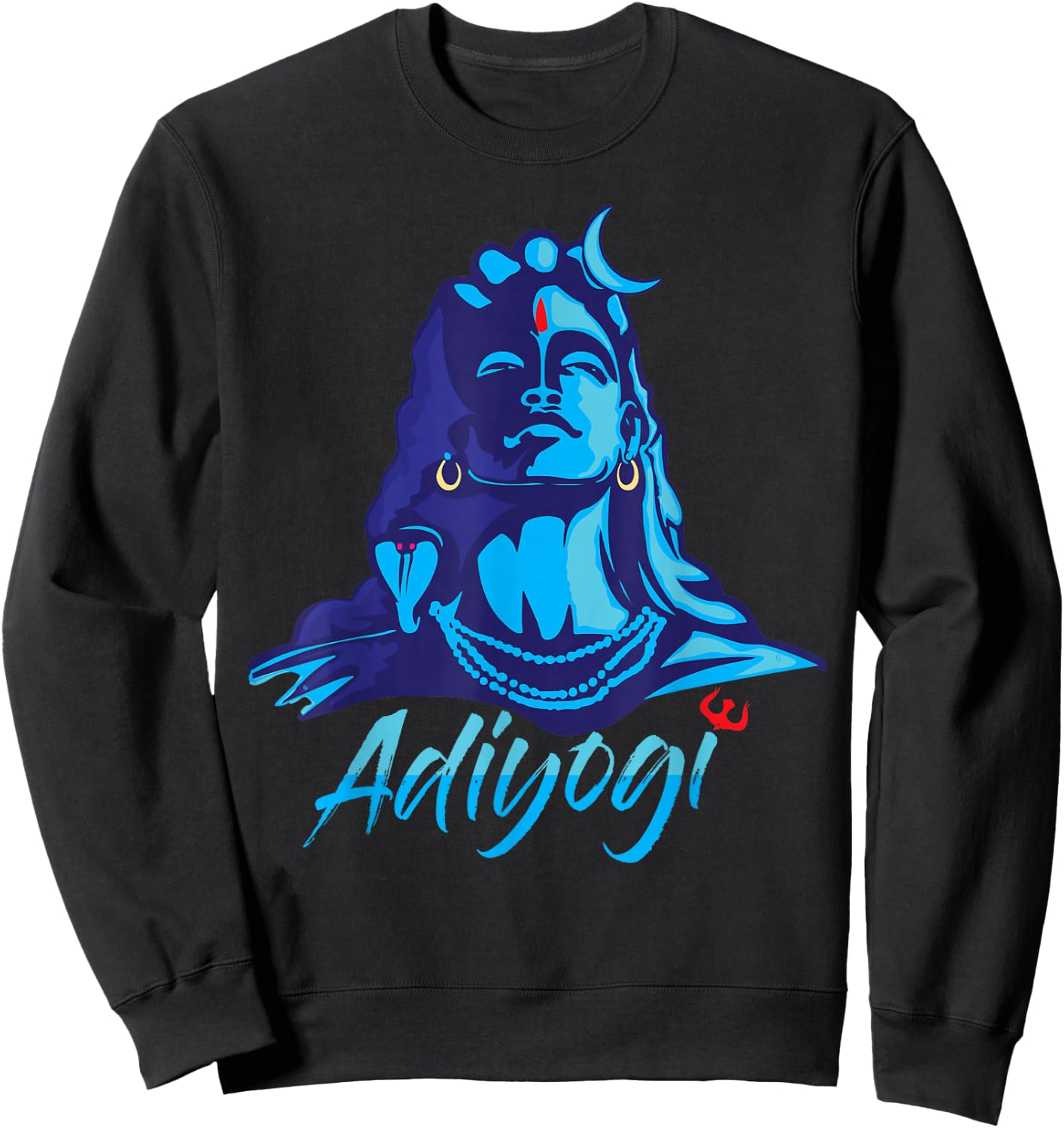 Adiyogi or Adhi Yogi Shiva Mahadev Blue Hindu Maha Shivratri Sweatshirt - Sweatshirt | Black