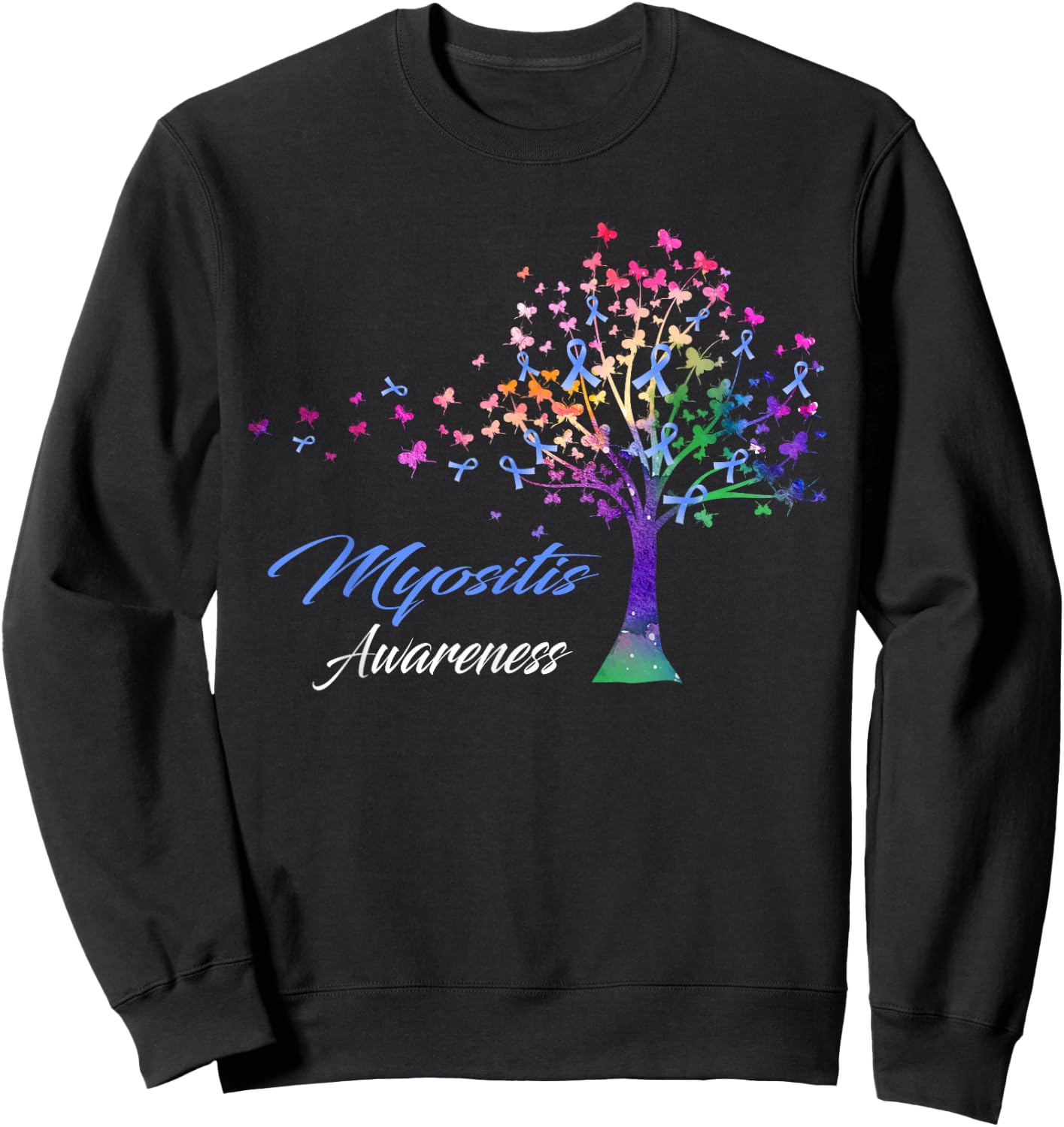 Tree Ribbon Myositis Awareness Sweatshirt - Sweatshirt | Black