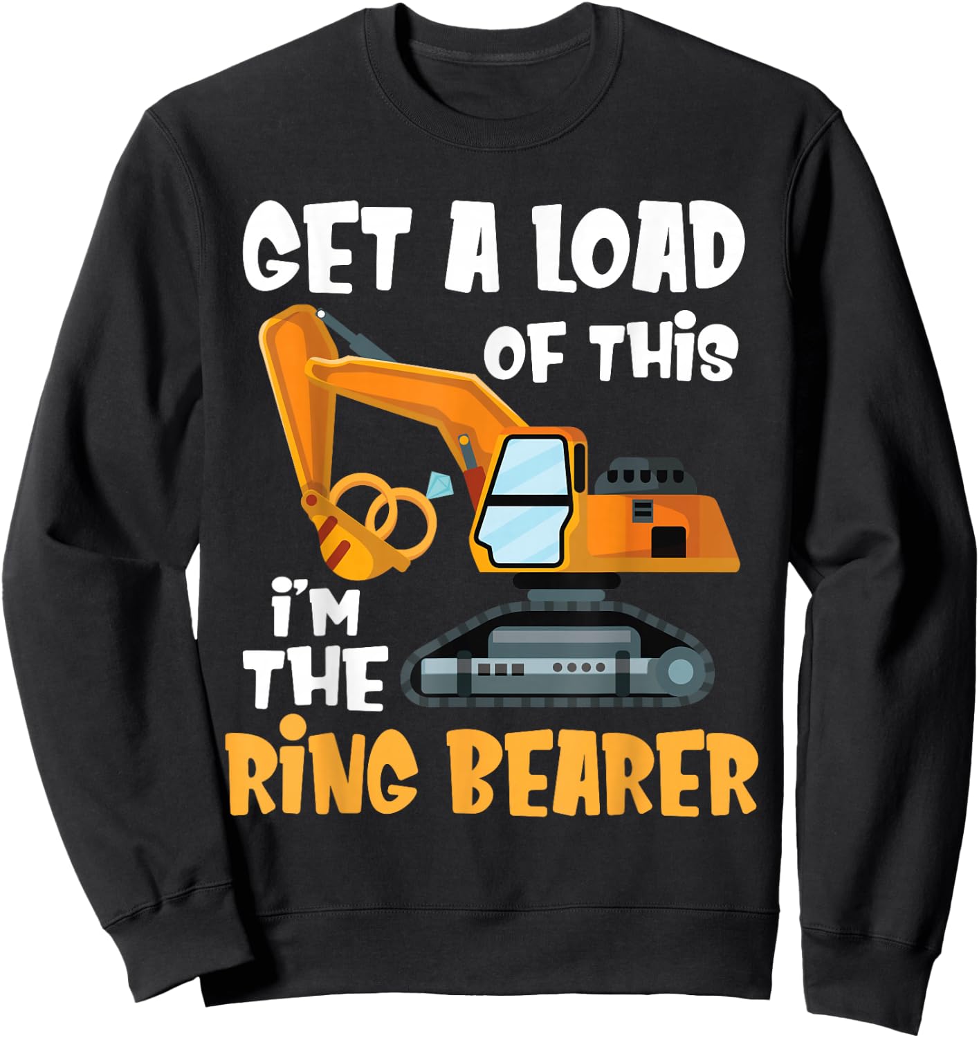 Funny Wedding Party Ring Bearer Excavator Boys Ring Bearer Sweatshirt - Sweatshirt | Black