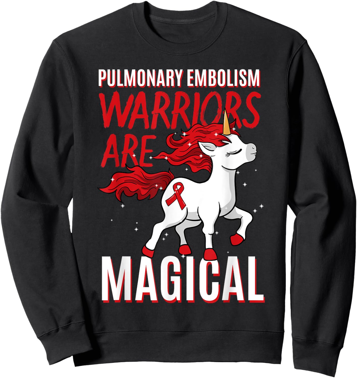 Pulmonary Embolism Awareness Warrior PE Unicorn Lover Sweatshirt - Sweatshirt | Black