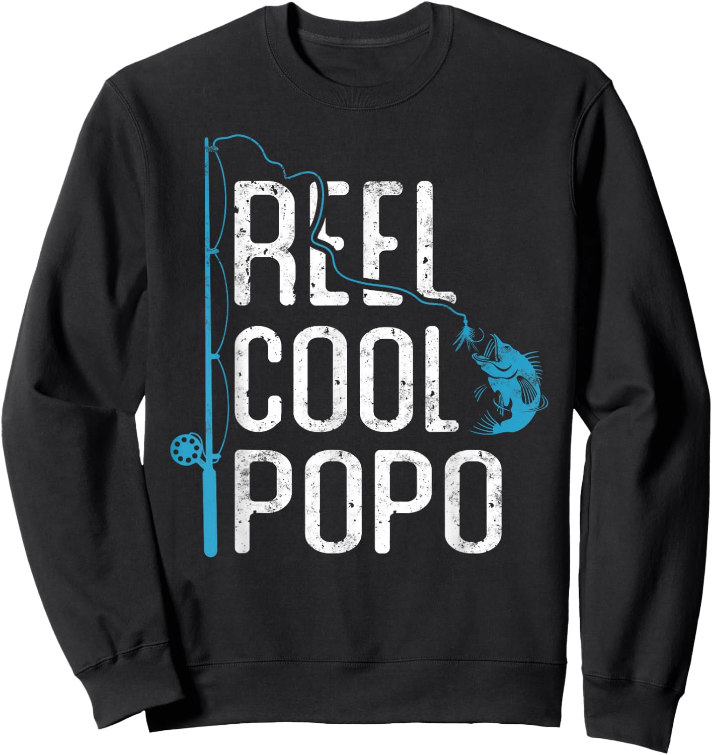 Reel cool Popo Fishing Father’s Day Gift Fisherman Popo Sweatshirt - Sweatshirt | Black
