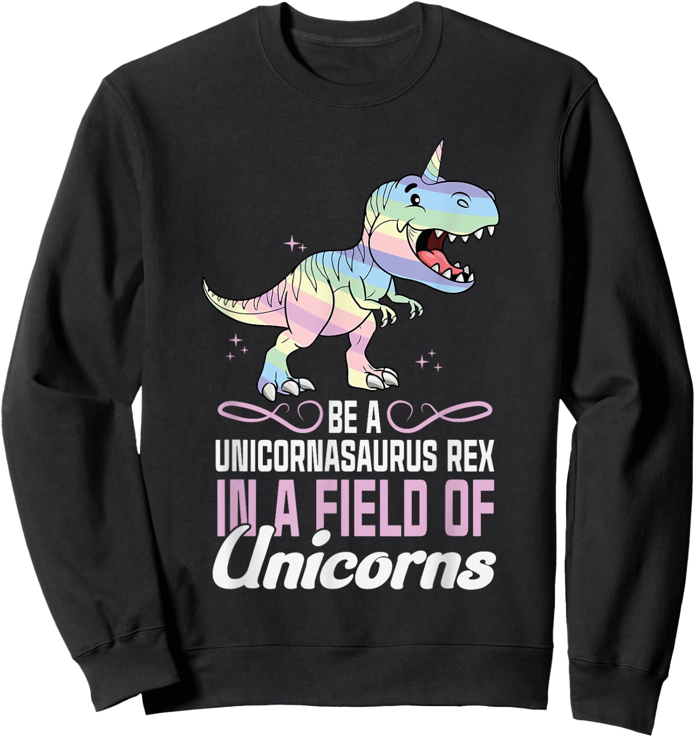 Cute Dinocorn Dinosaur Girls Unicorn Sweatshirt - Sweatshirt | Black