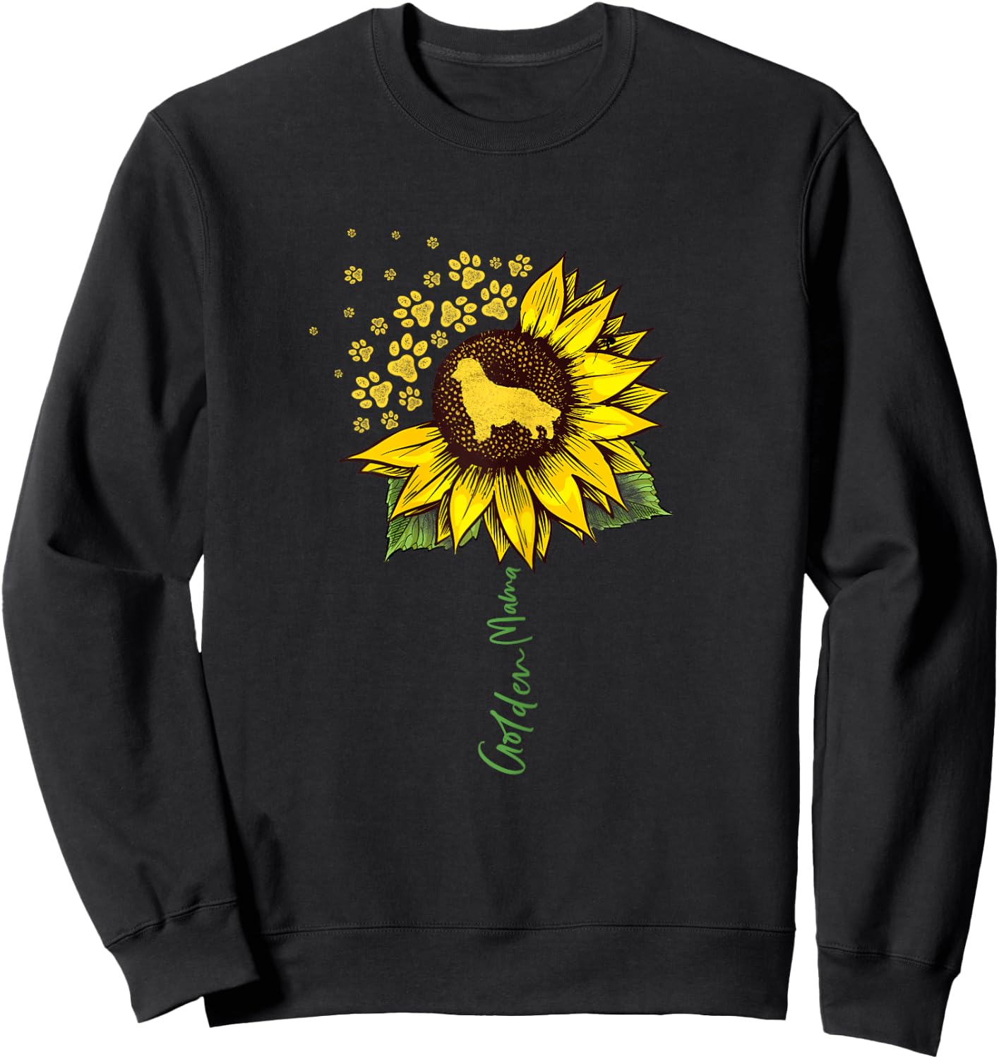Golden Mom Sunflower Golden Retriever Lover Gifts Dog Mama Sweatshirt - Sweatshirt | Black