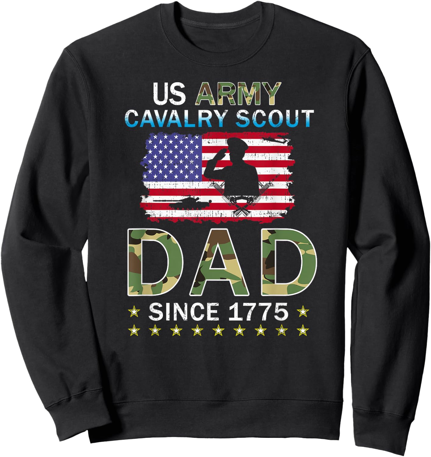 Proud Army Dad-Proud Cavalry Scout Dad Camouflage Army Sweatshirt - Sweatshirt | Black