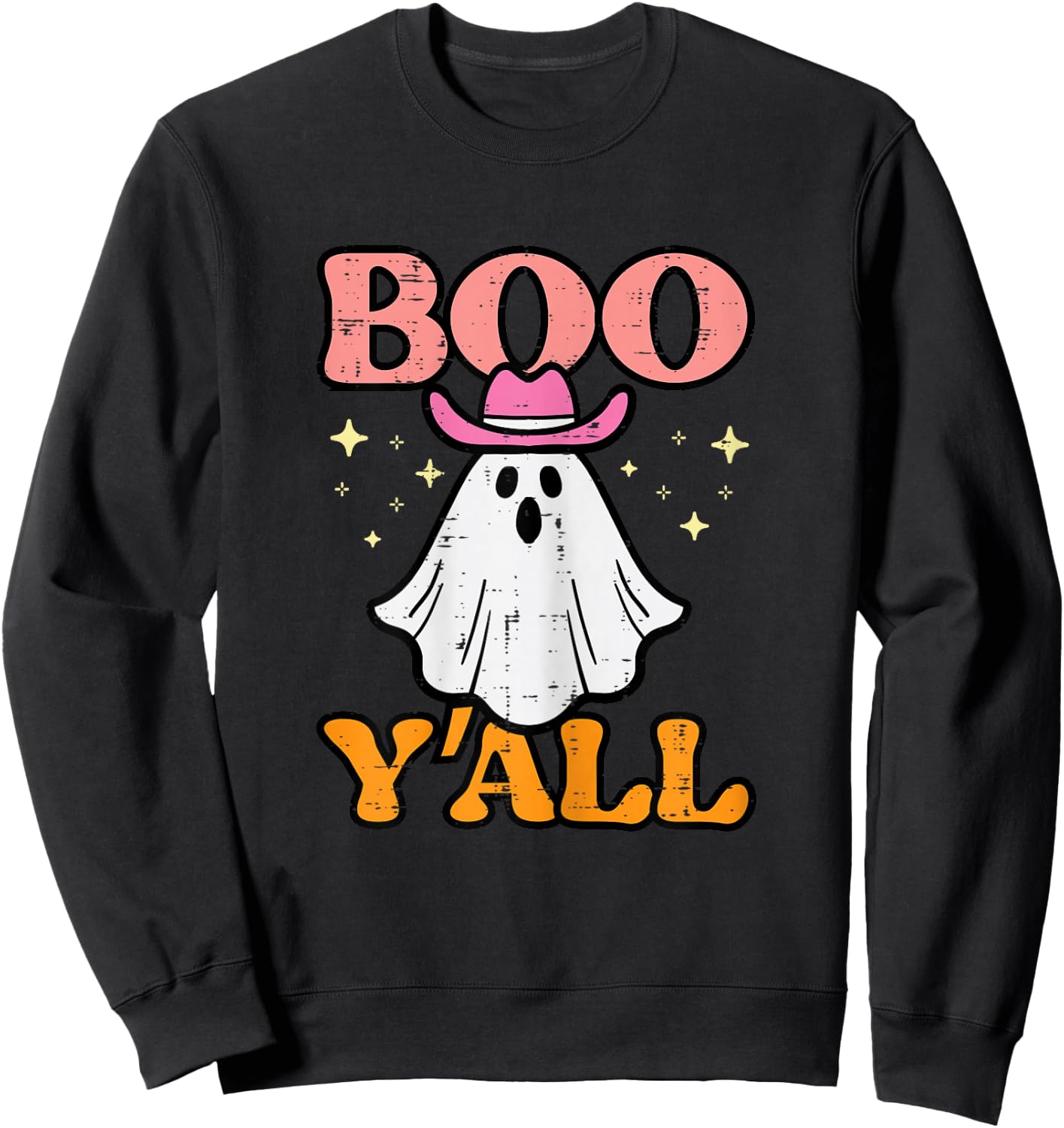 Halloween Boo Yall Ghost Cowgirl Costume Girls Kids Women Sweatshirt - Sweatshirt | Black