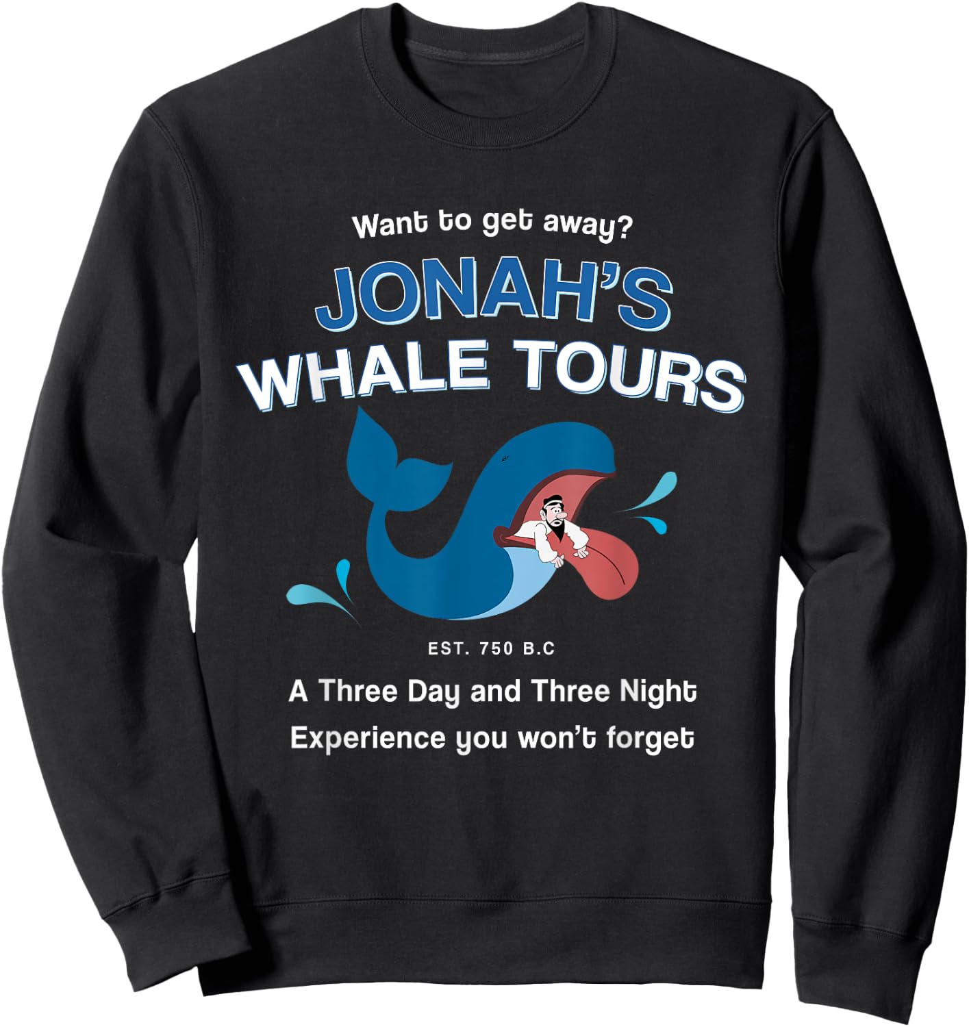 Funny Christian Gifts religious Bible verses Jonah's Whale Sweatshirt - Sweatshirt | Black