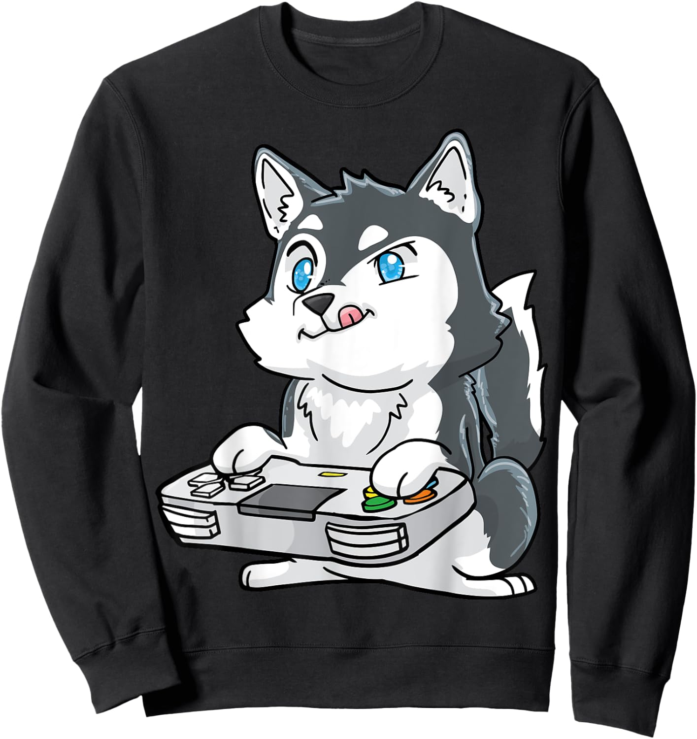 Siberian Husky Gaming Kawaii Gift Gamers and Dog Lovers Sweatshirt - Sweatshirt | Black