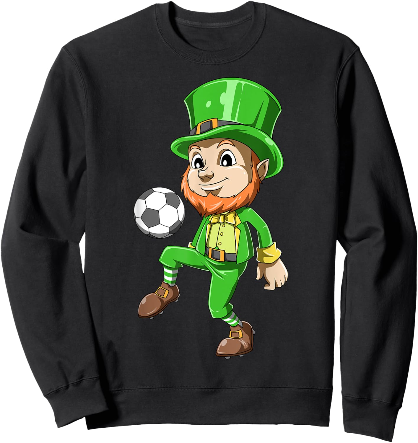 St Patrick's Day Soccer Irish Leprechaun Lucky Soccer Player Sweatshirt - Sweatshirt | Black
