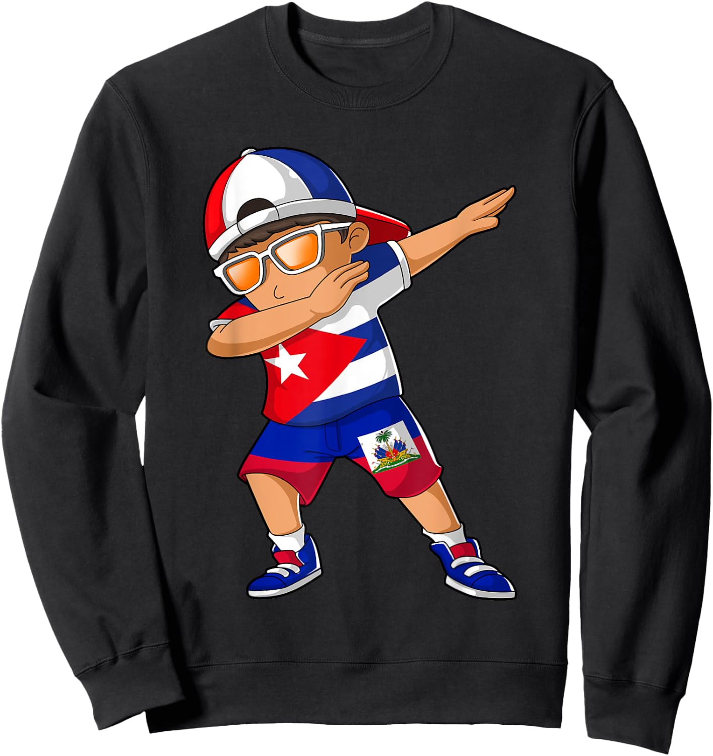 Half Cuban Half Haitian Boy Kid Cuba Haiti Flag Sweatshirt - Sweatshirt | Black