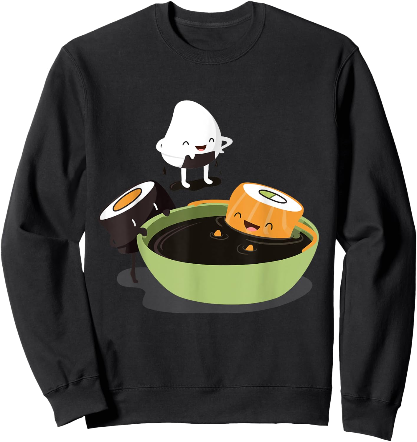 Japanese Food Funny Cute Kawaii Funny Cute Sushi Bath Sweatshirt - Sweatshirt | Black