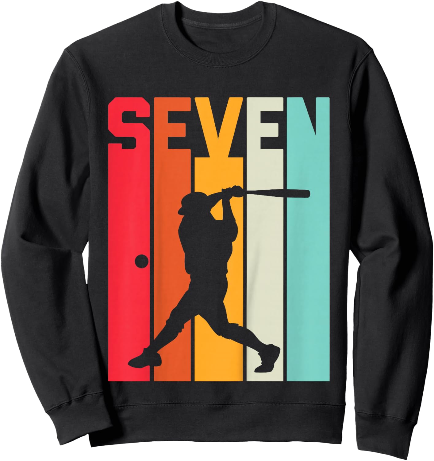 7th Birthday Retro Baseball 7 Years Old Boy Girl Sweatshirt - Sweatshirt | Black