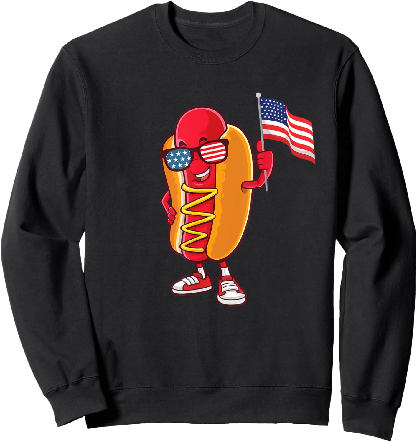 Patriotic Hot Dog - USA American Flag 4th of July Fourth Sweatshirt - Sweatshirt | Black