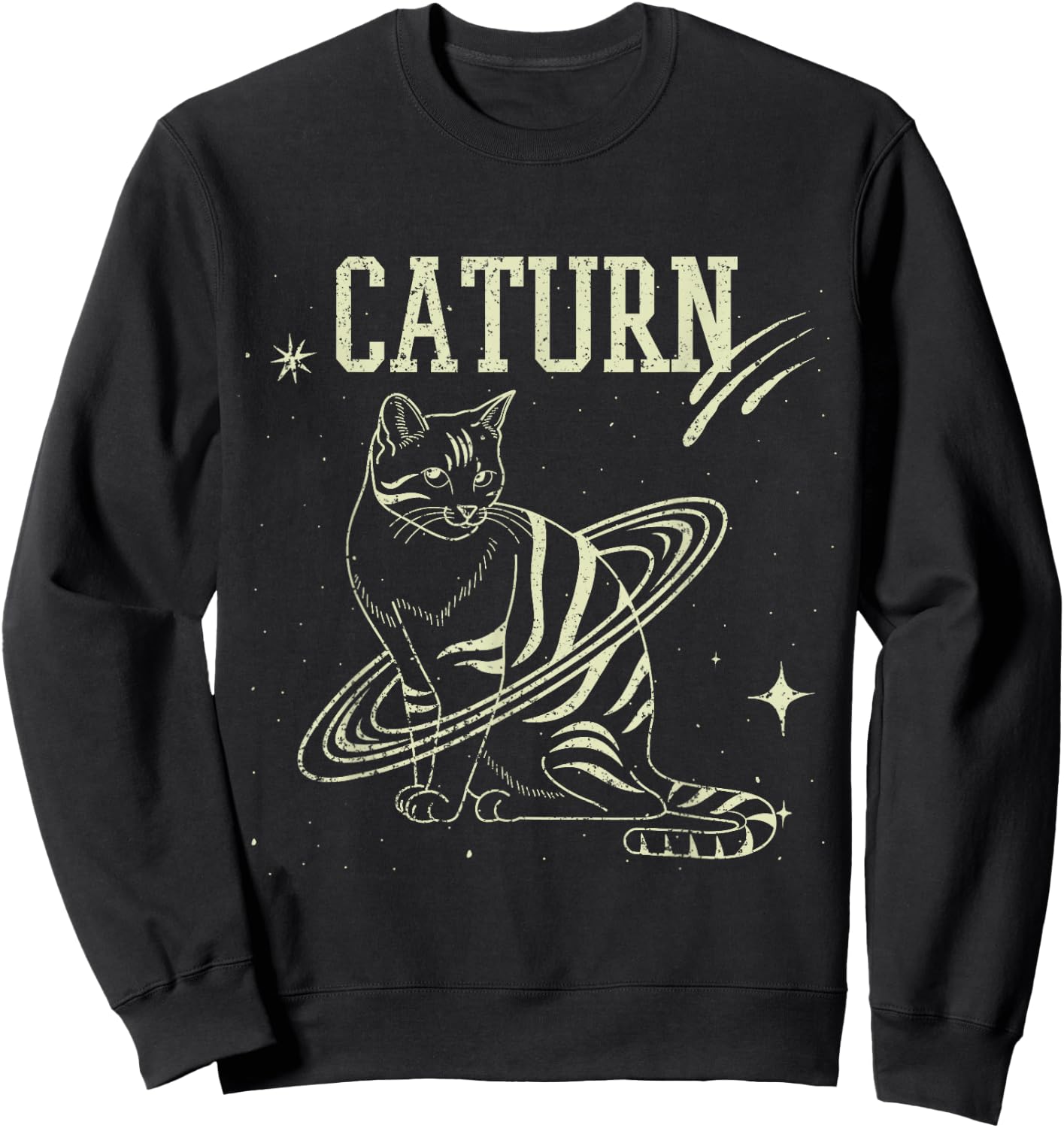 Caturn cat lover gift Sweatshirt - Sweatshirt | Black