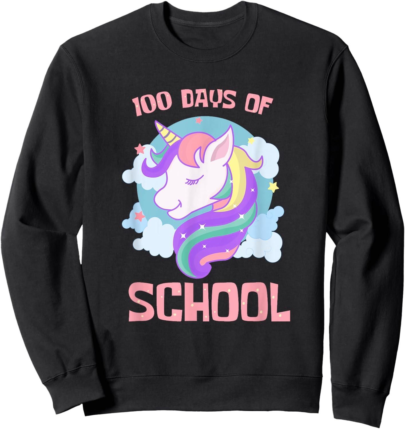 Unicorn 100 Days of School Magical 100th Day Girl Student Sweatshirt - Sweatshirt | Black